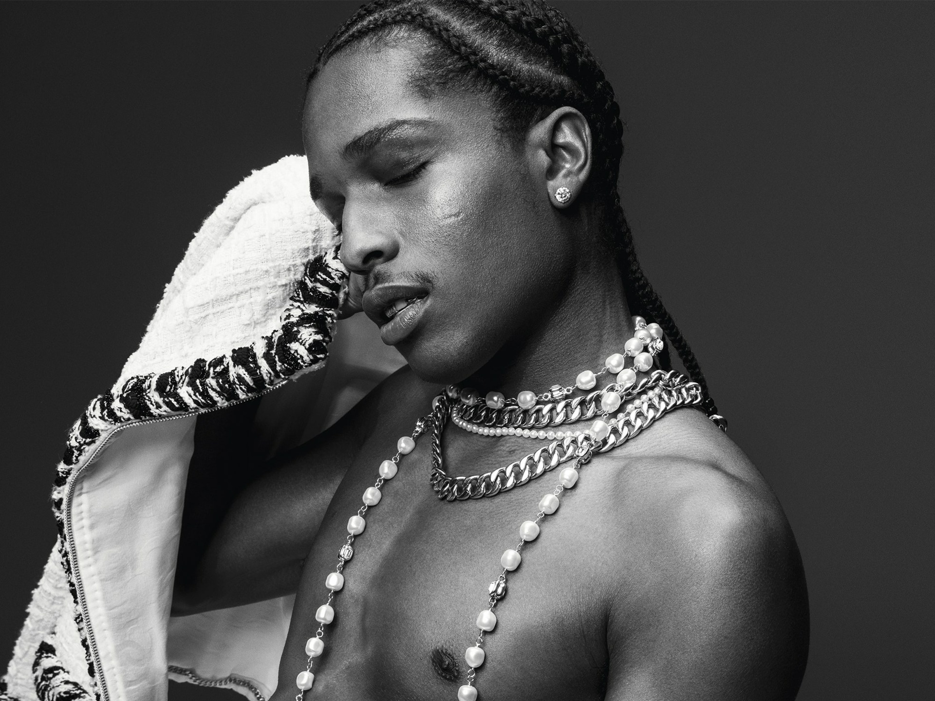 A$AP Rocky wearing Chanel jewelry HD Wallpaper
