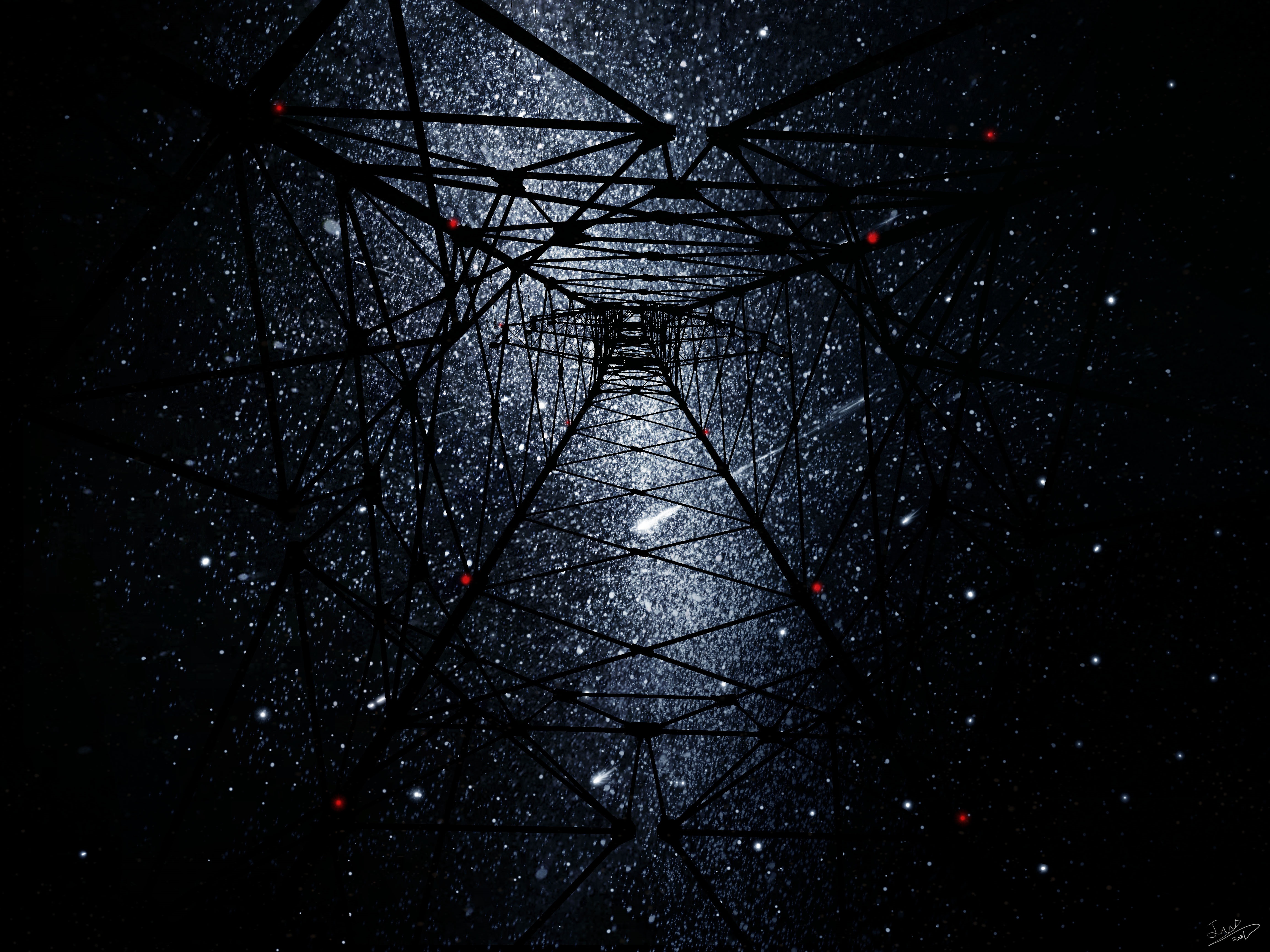 Abstract Structure in Starry Sky 4K HD Wallpaper