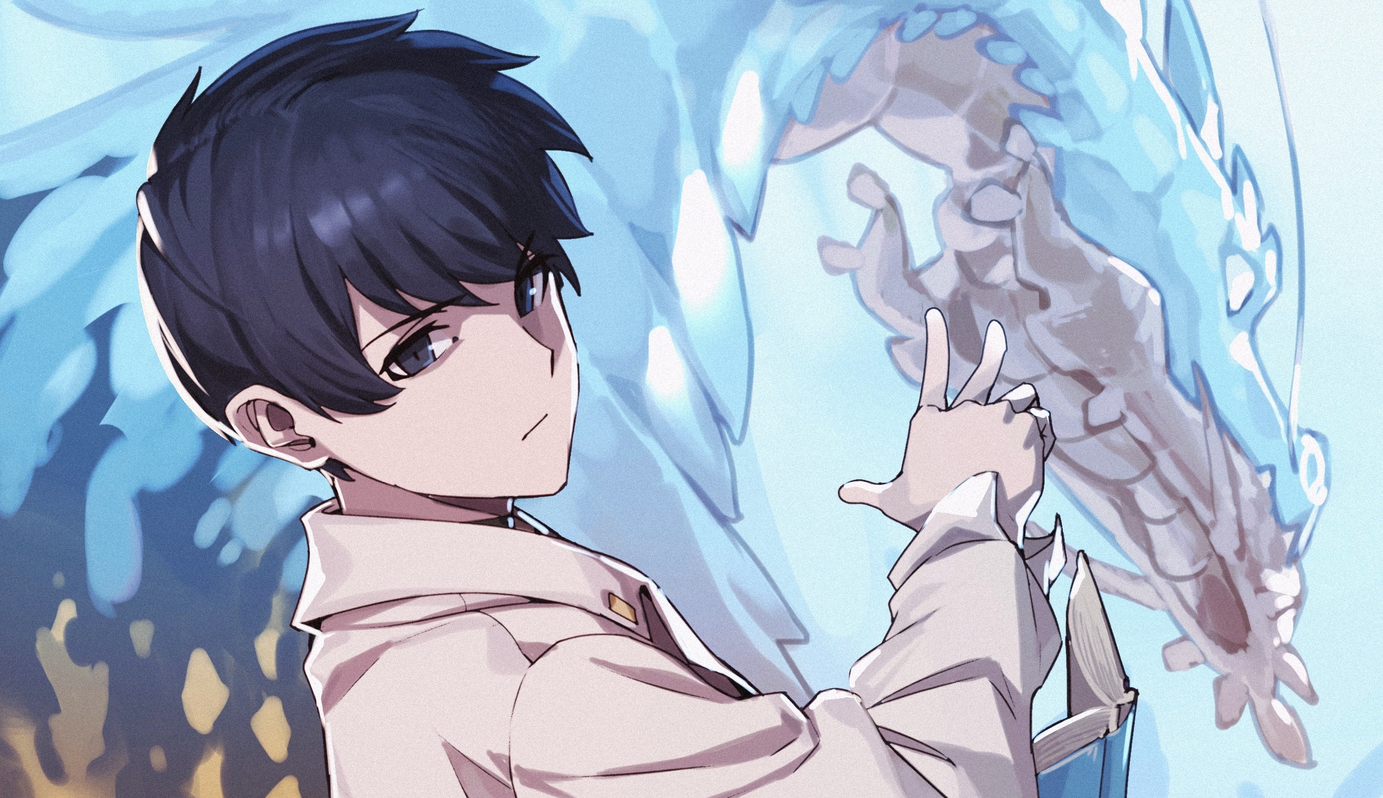 Boy with ice dragon HD Wallpaper