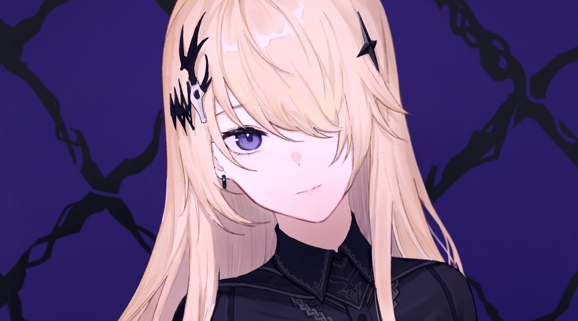 Girl with blonde hair and purple eyes HD Wallpaper