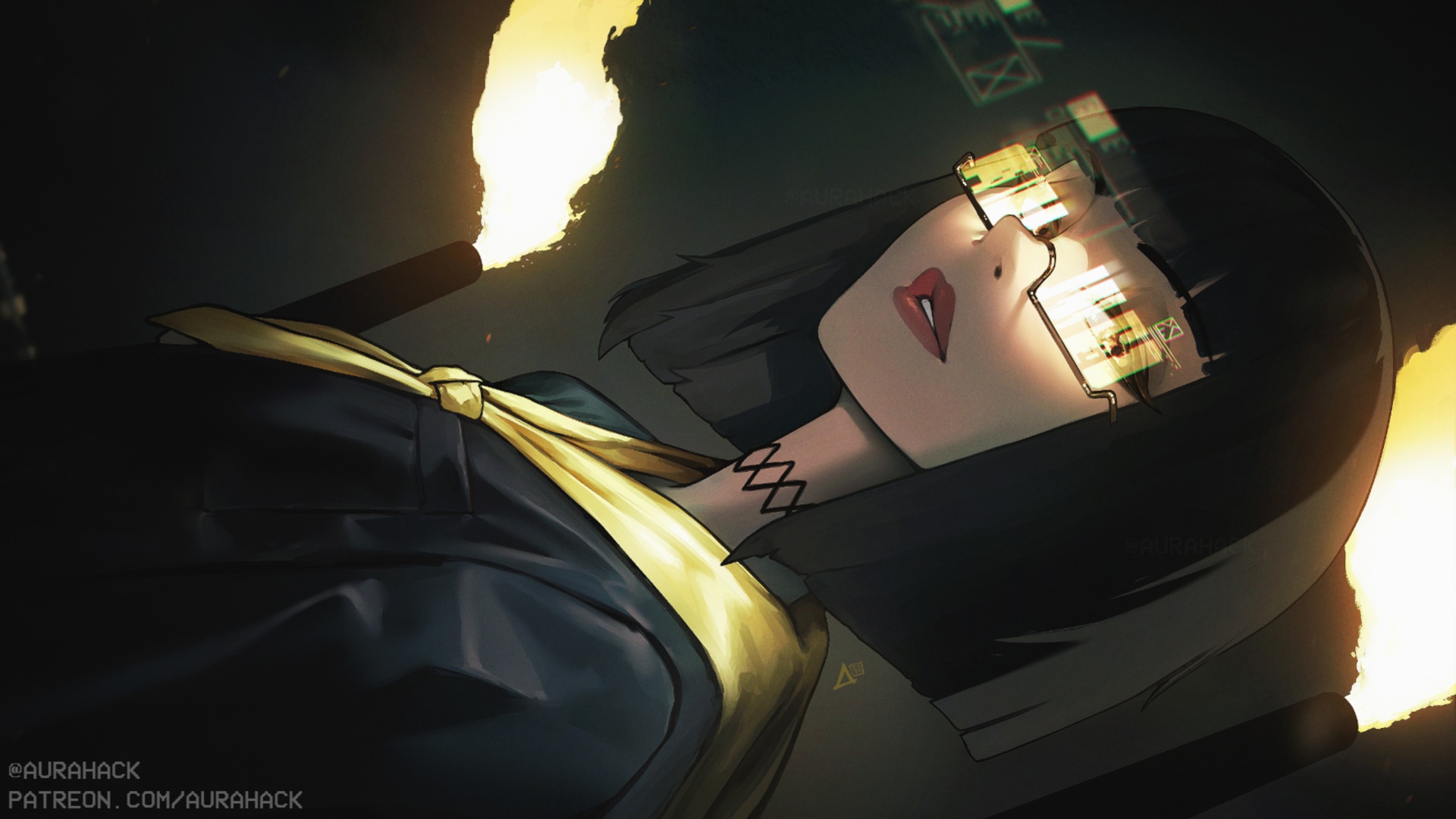 Girl with futuristic glasses HD Wallpaper