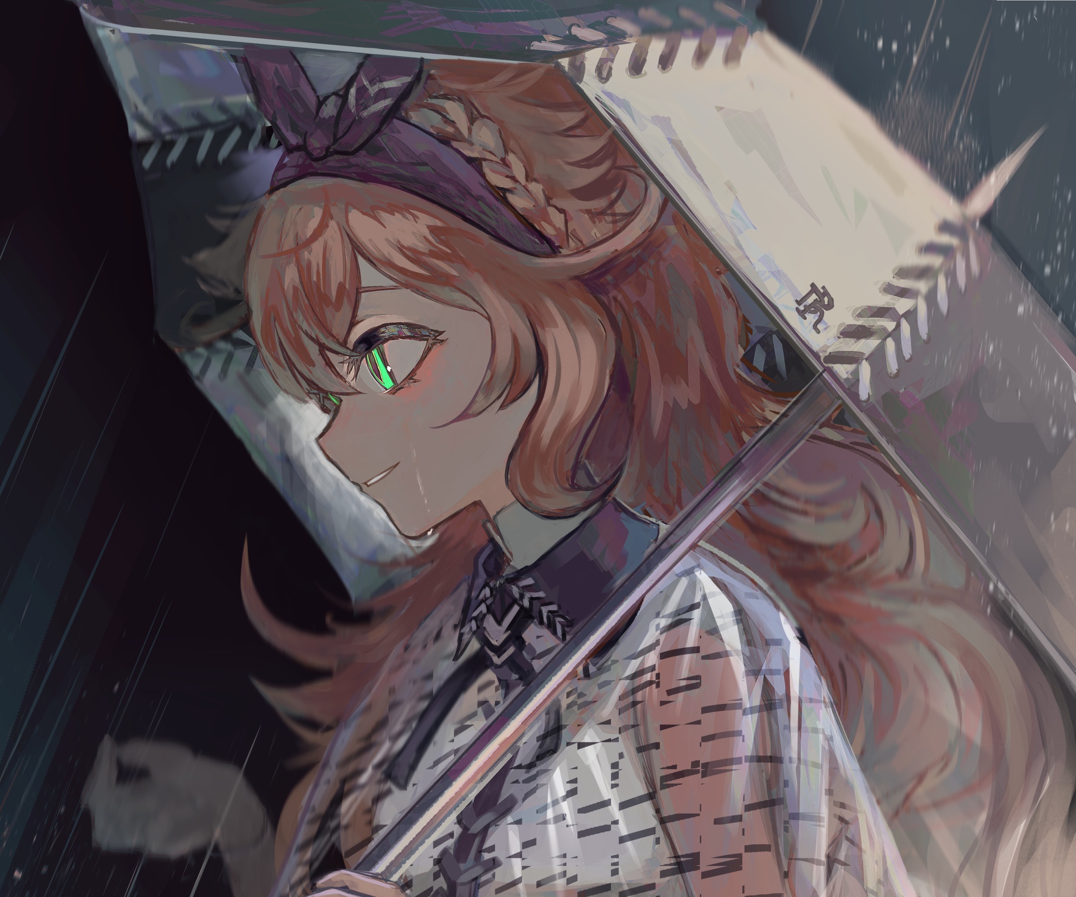Warabeda Meiji under an umbrella in the rain HD Wallpaper