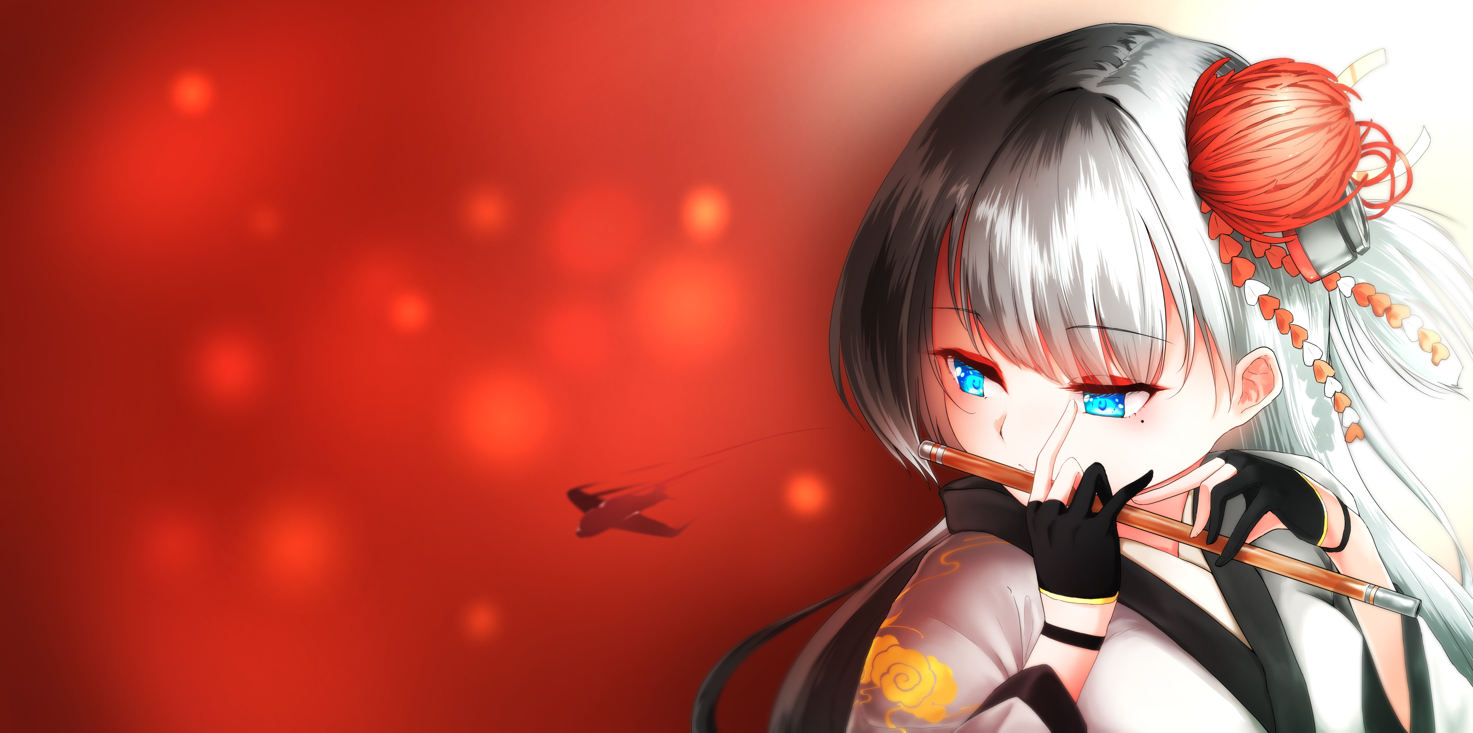 Shoukaku from Azur Lane playing a flute HD Wallpaper
