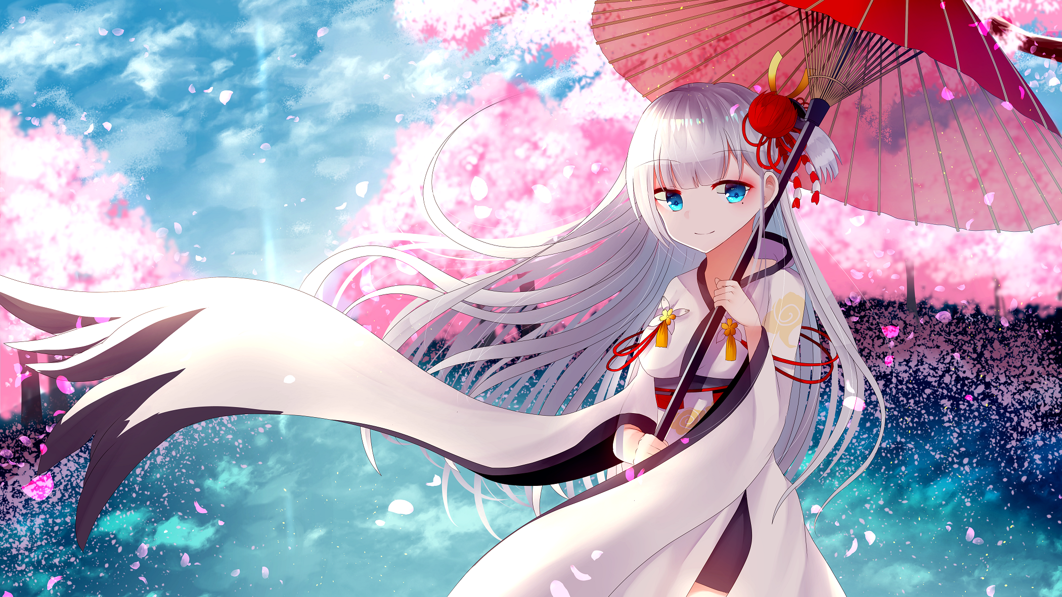 Shoukaku from Azur Lane with umbrella HD Wallpaper