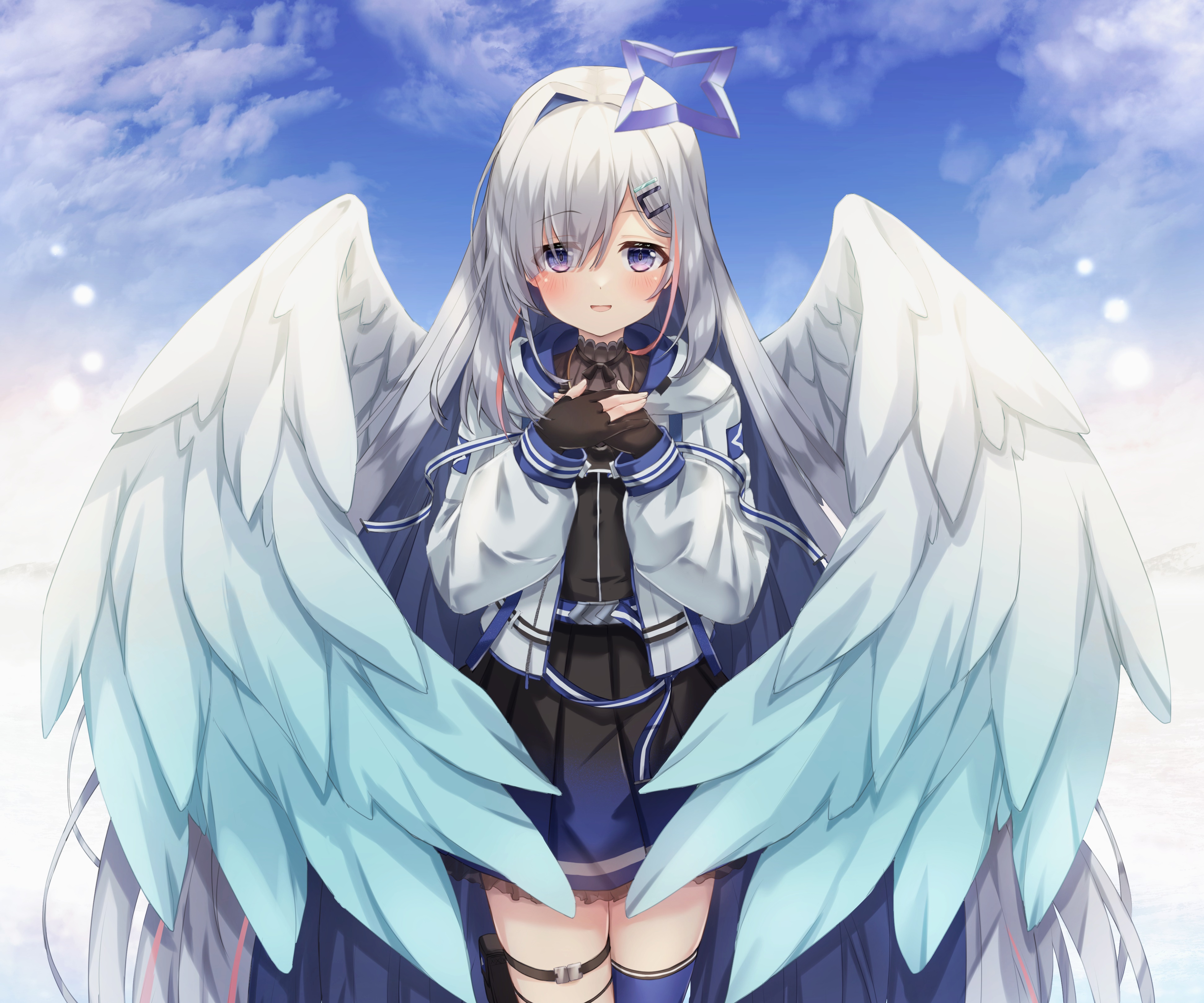 Amane Kanata Virtual Youtuber with Angel Wings HD Wallpaper