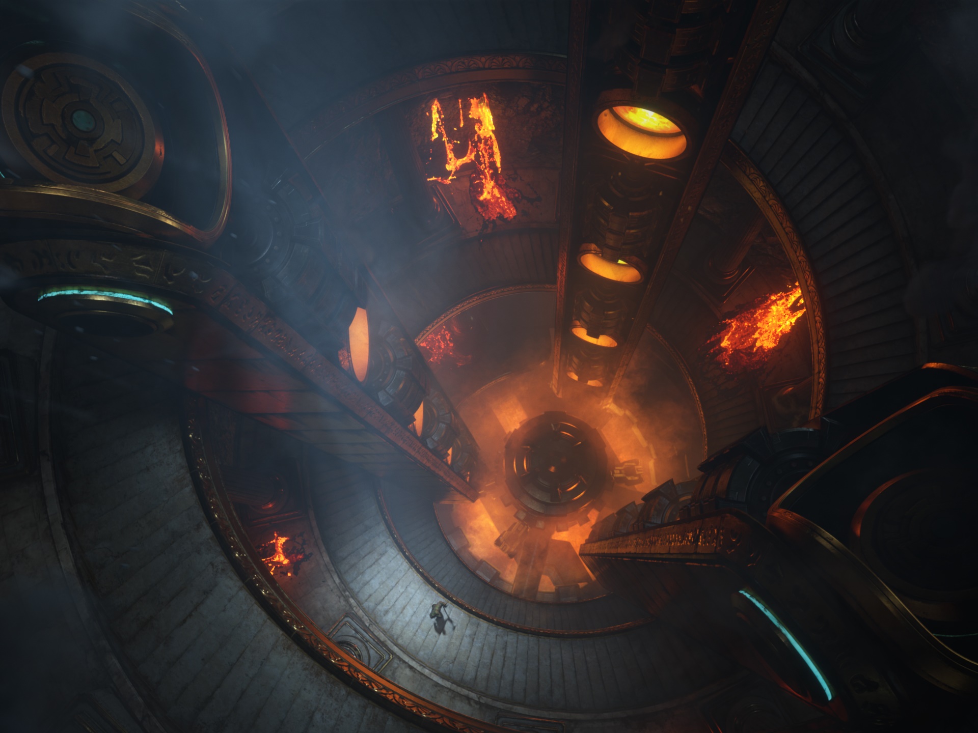 World of Warcraft: Dragonflight structure with lava HD Wallpaper