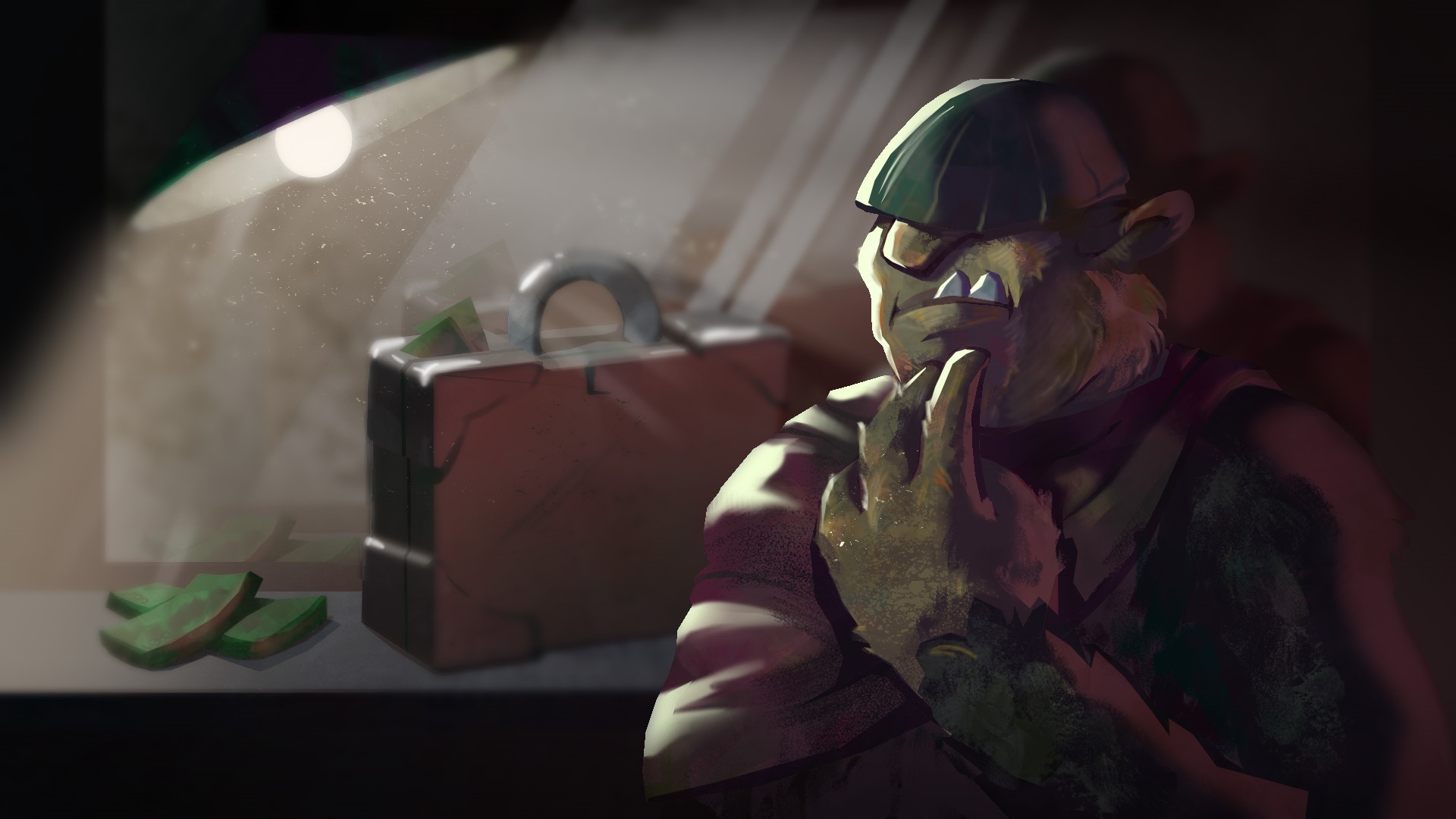 Orc with a helmet and briefcase HD Wallpaper
