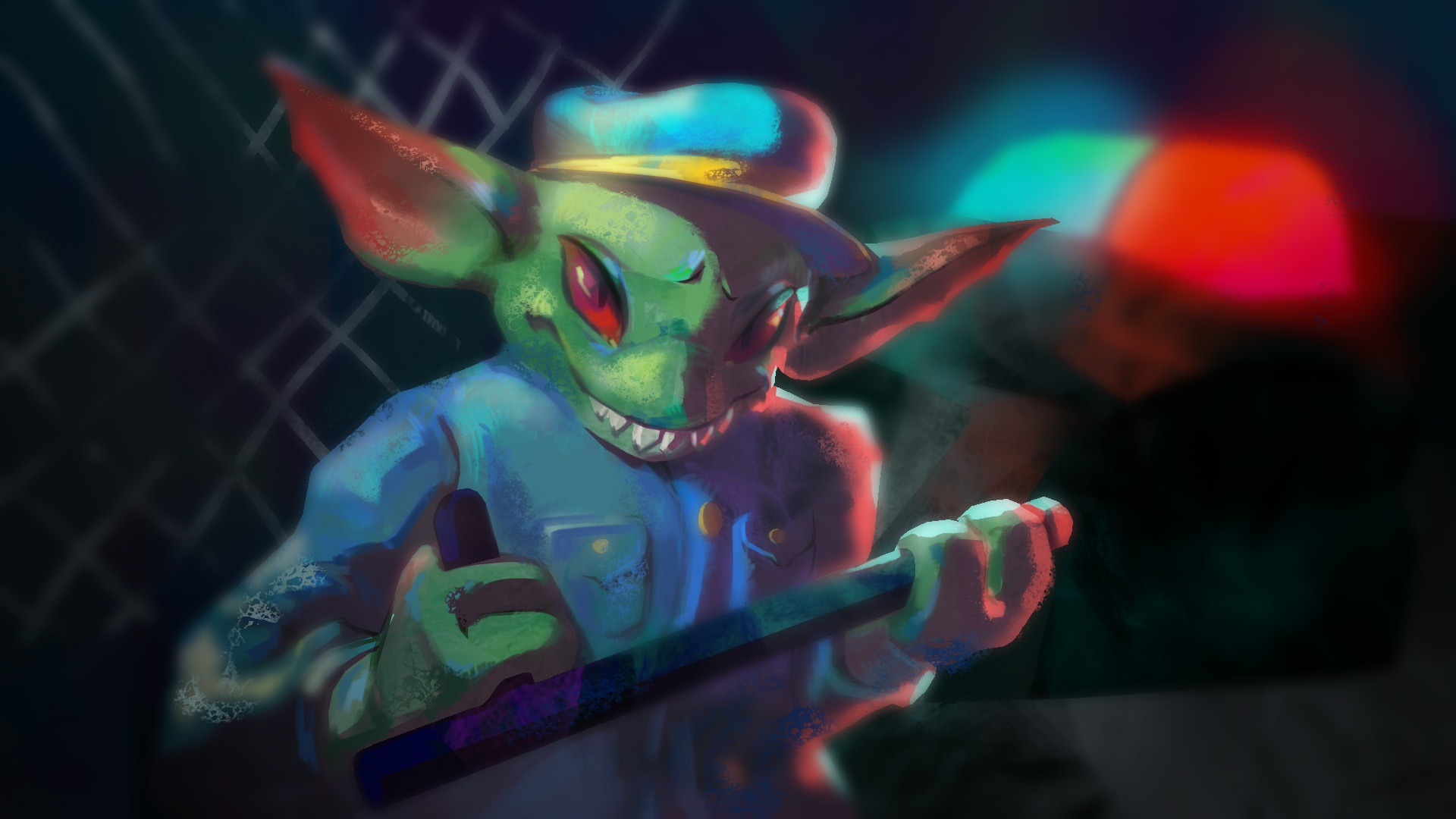 Goblin police officer with a baton HD Wallpaper