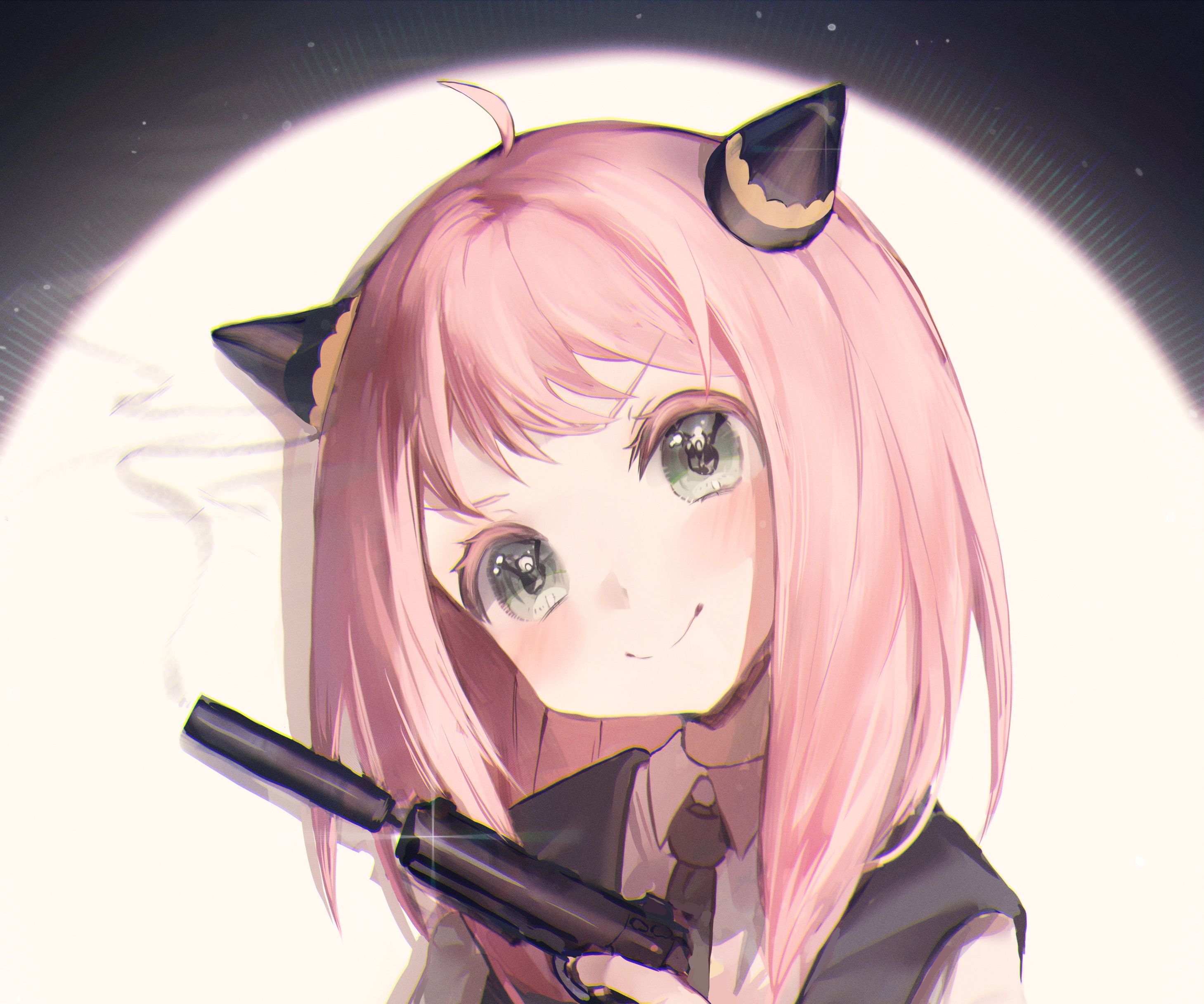 Anya Forger from Spy X Family holding a gun HD Wallpaper