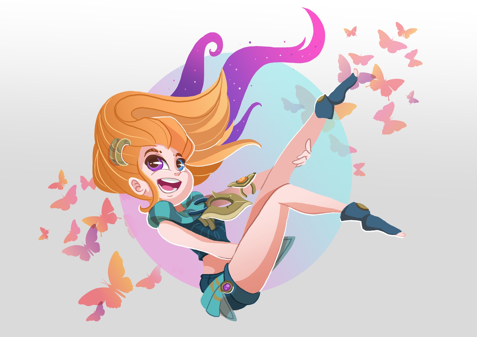 Zoe from League of Legends with butterflies HD Wallpaper