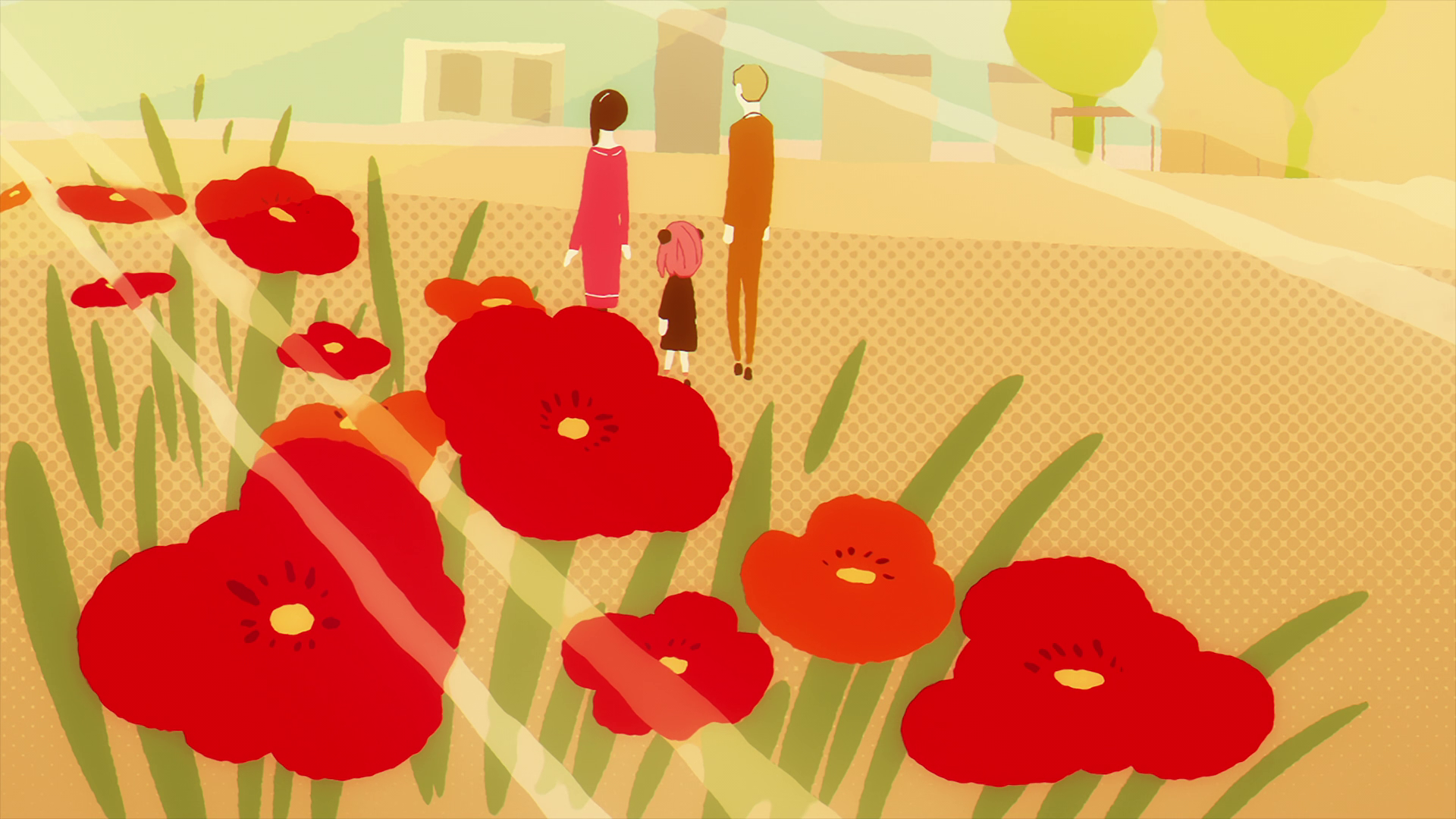 Spy x Family Abstract Art: Family in Poppy Field HD Wallpaper