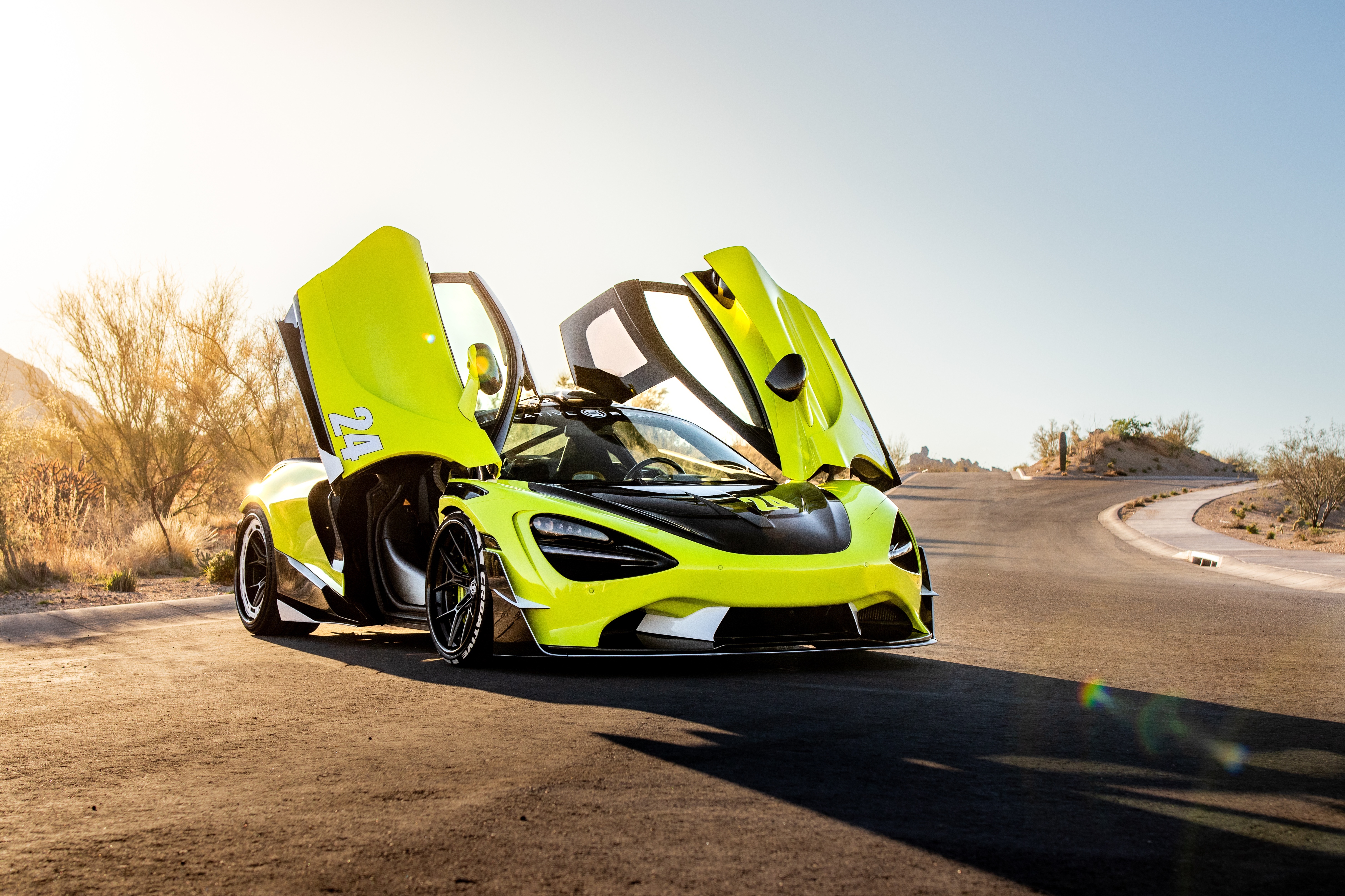 Yellow McLaren 720S Sports Car with Doors Open HD Wallpaper