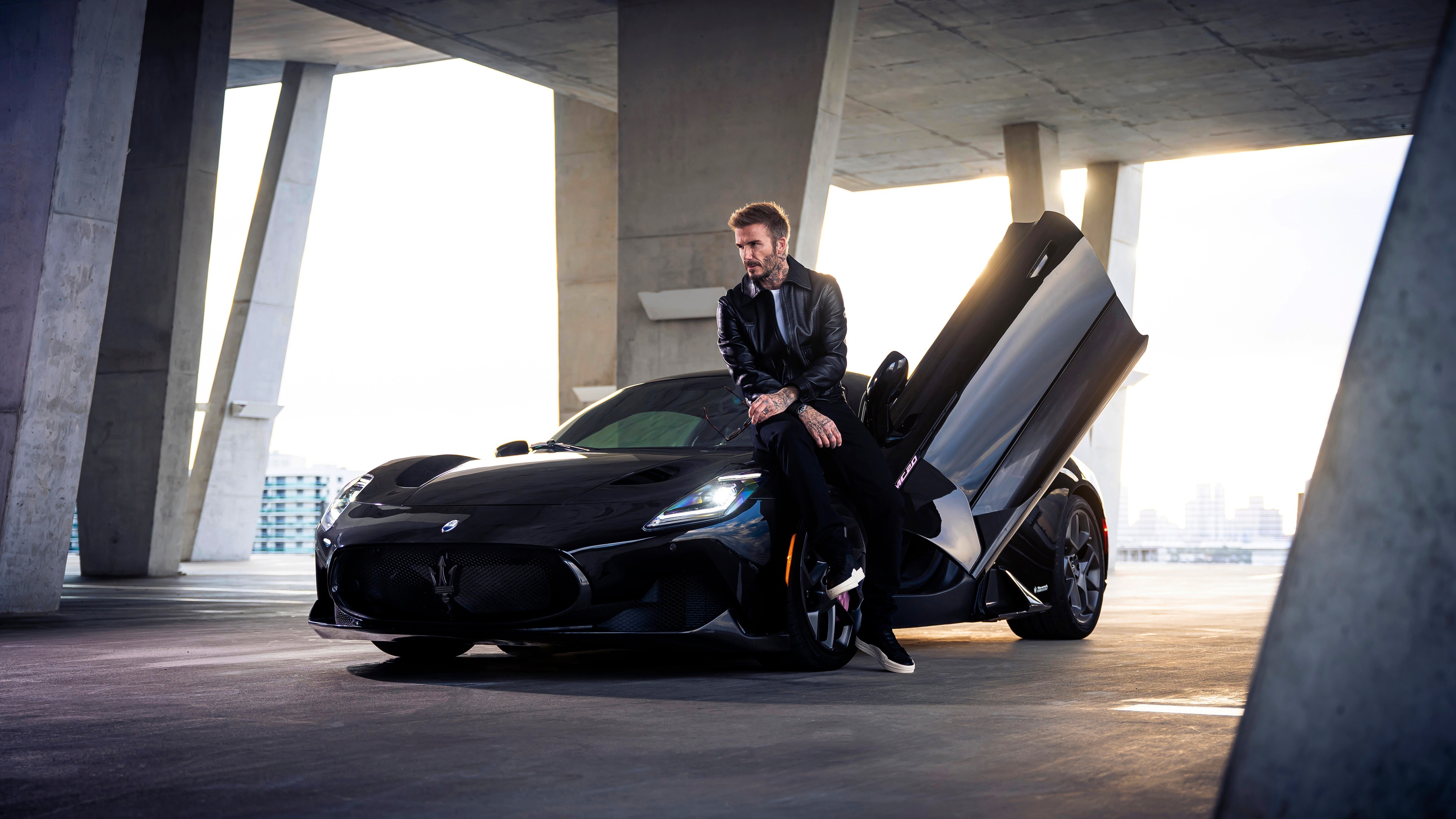 David Beckham with Maserati MC20 HD Wallpaper