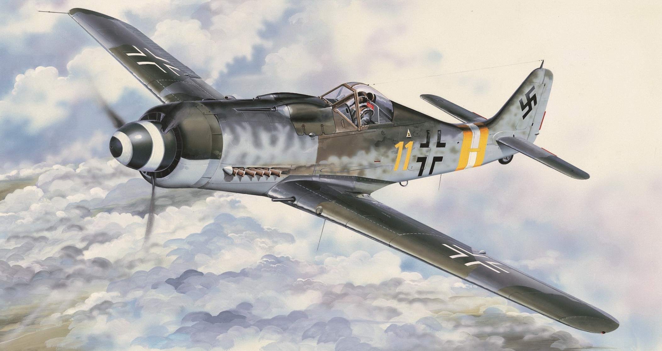 Focke-Wulf Fw 190 of the Luftwaffe in flight HD Wallpaper