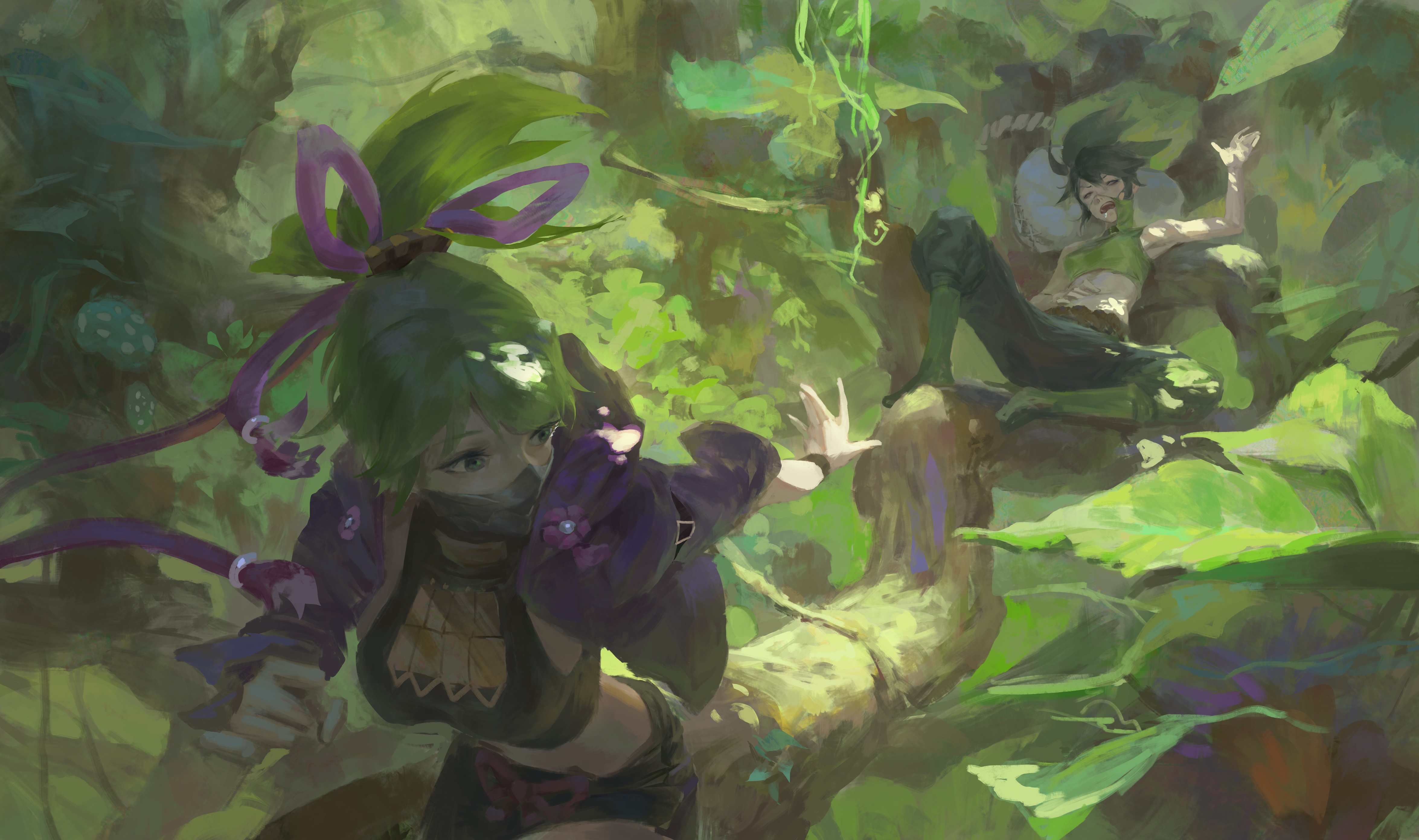 Kuki Shinobu and Venti from Genshin Impact 4K HD Wallpaper