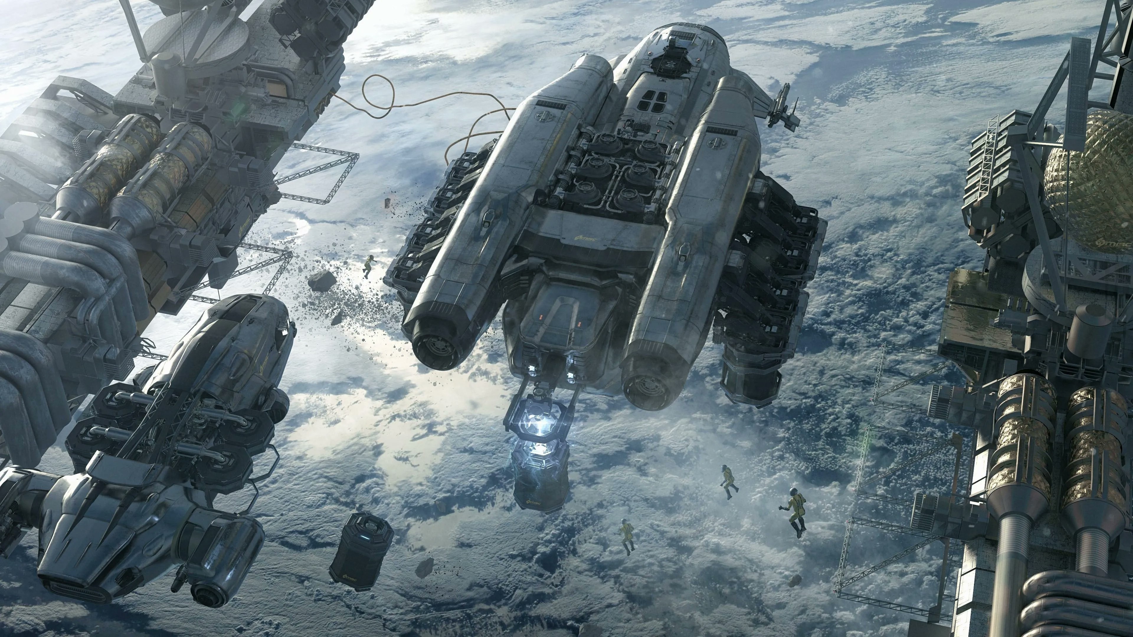 Spaceship and astronauts near Earth in The Expanse HD Wallpaper