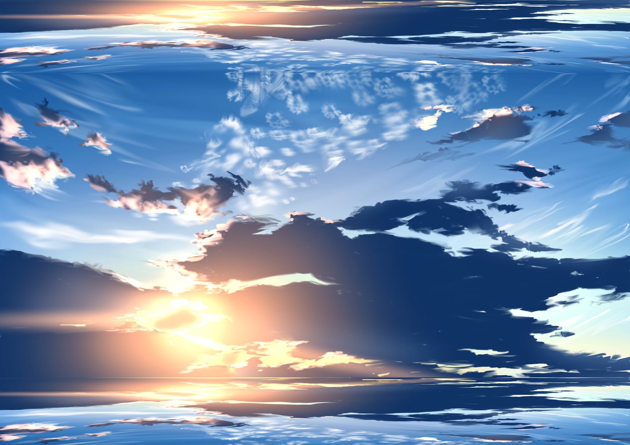 Sky with clouds and reflection HD Wallpaper