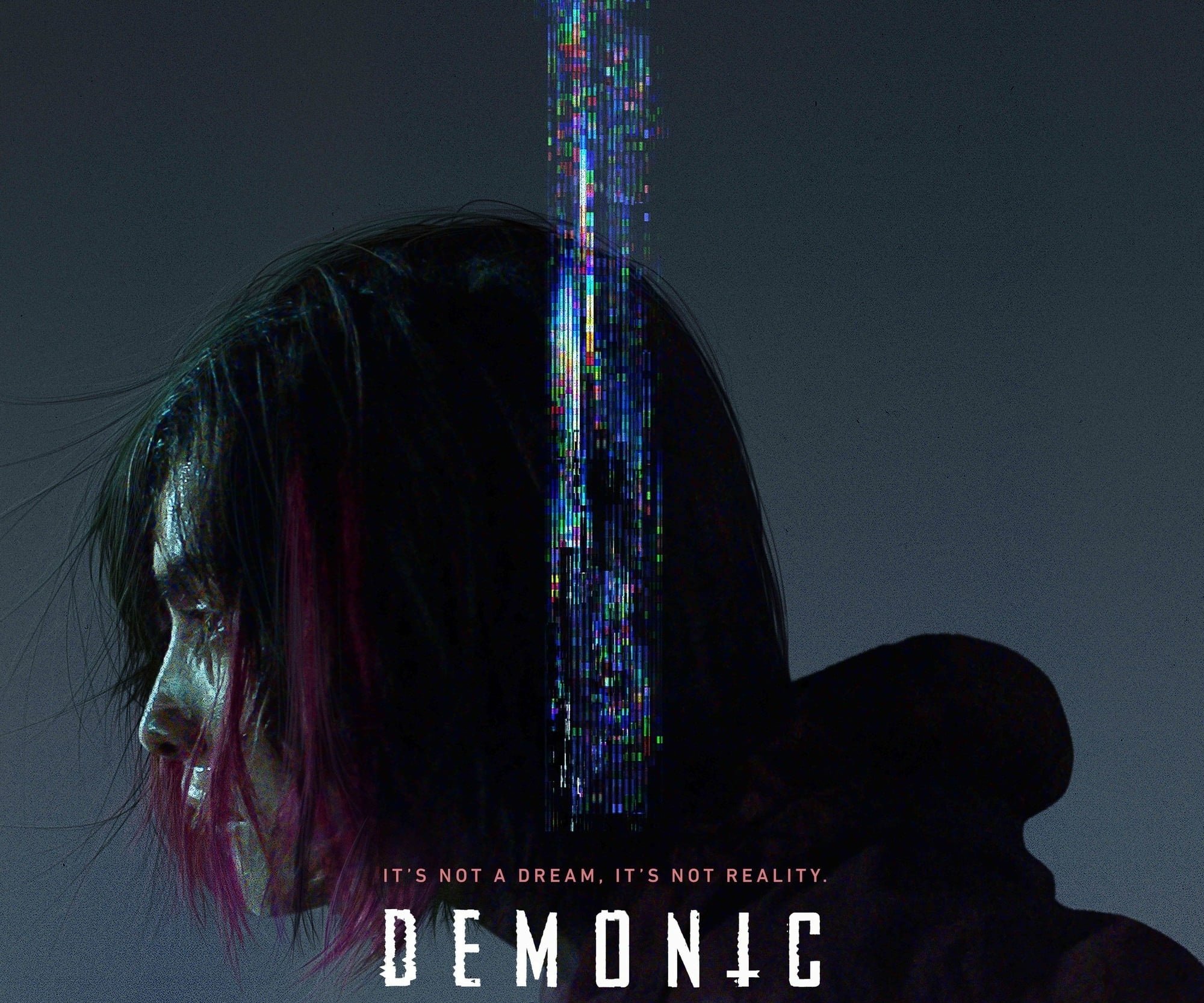 Demonic movie poster with glitch effect HD Wallpaper