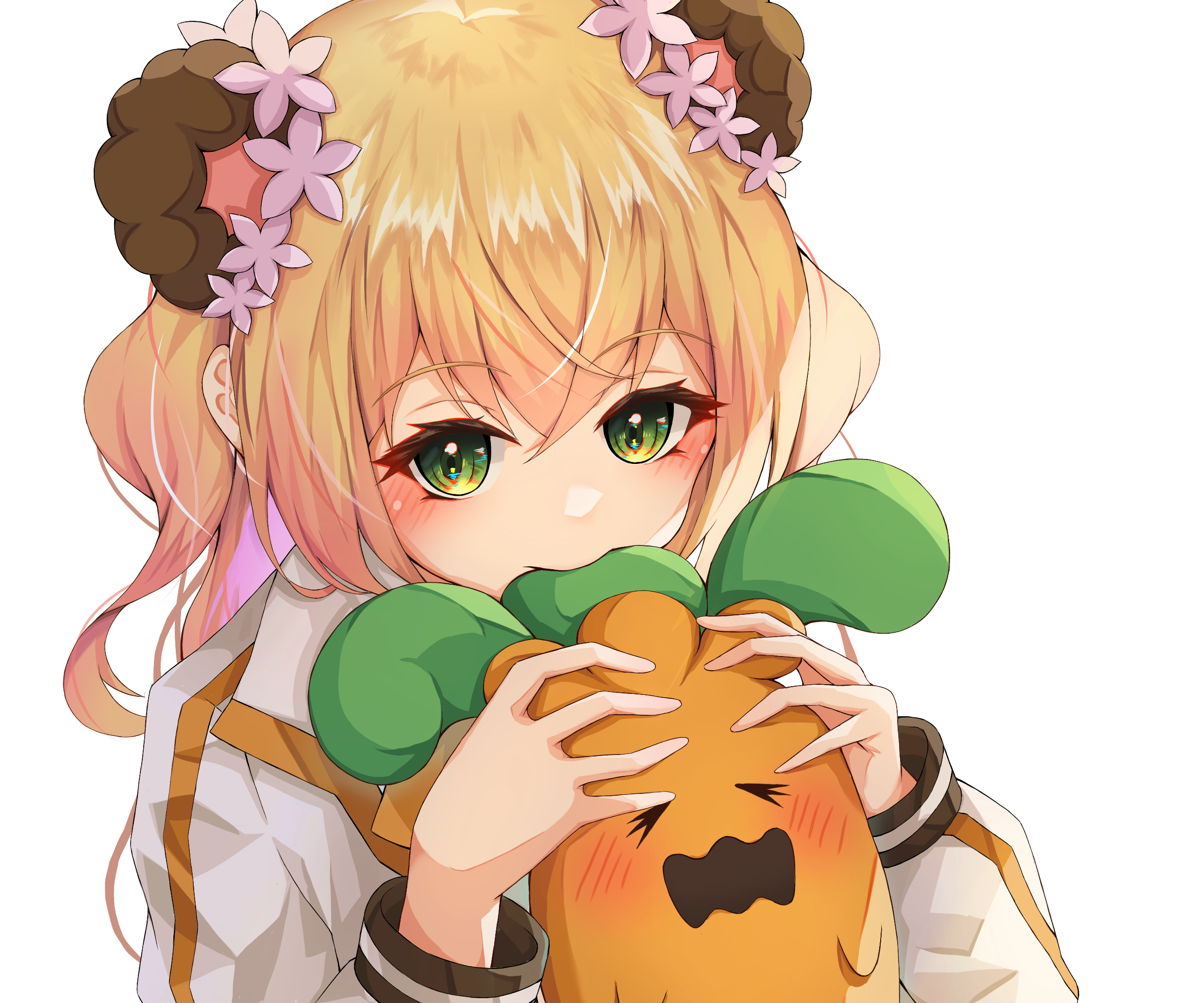 Momosuzu Nene from Hololive holding a plush toy HD Wallpaper