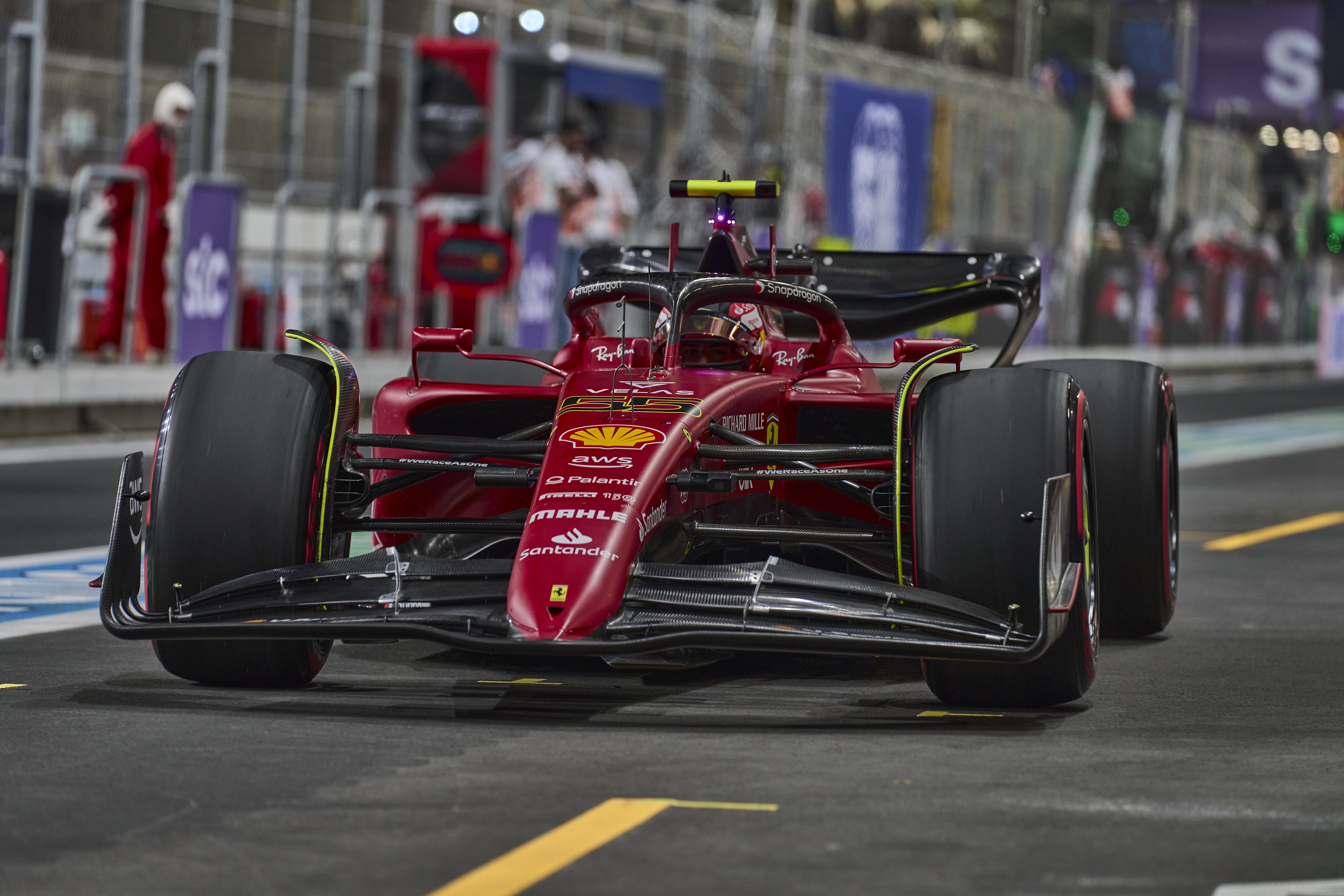 Carlos Sainz Jr. in Ferrari F1 car HD Wallpaper