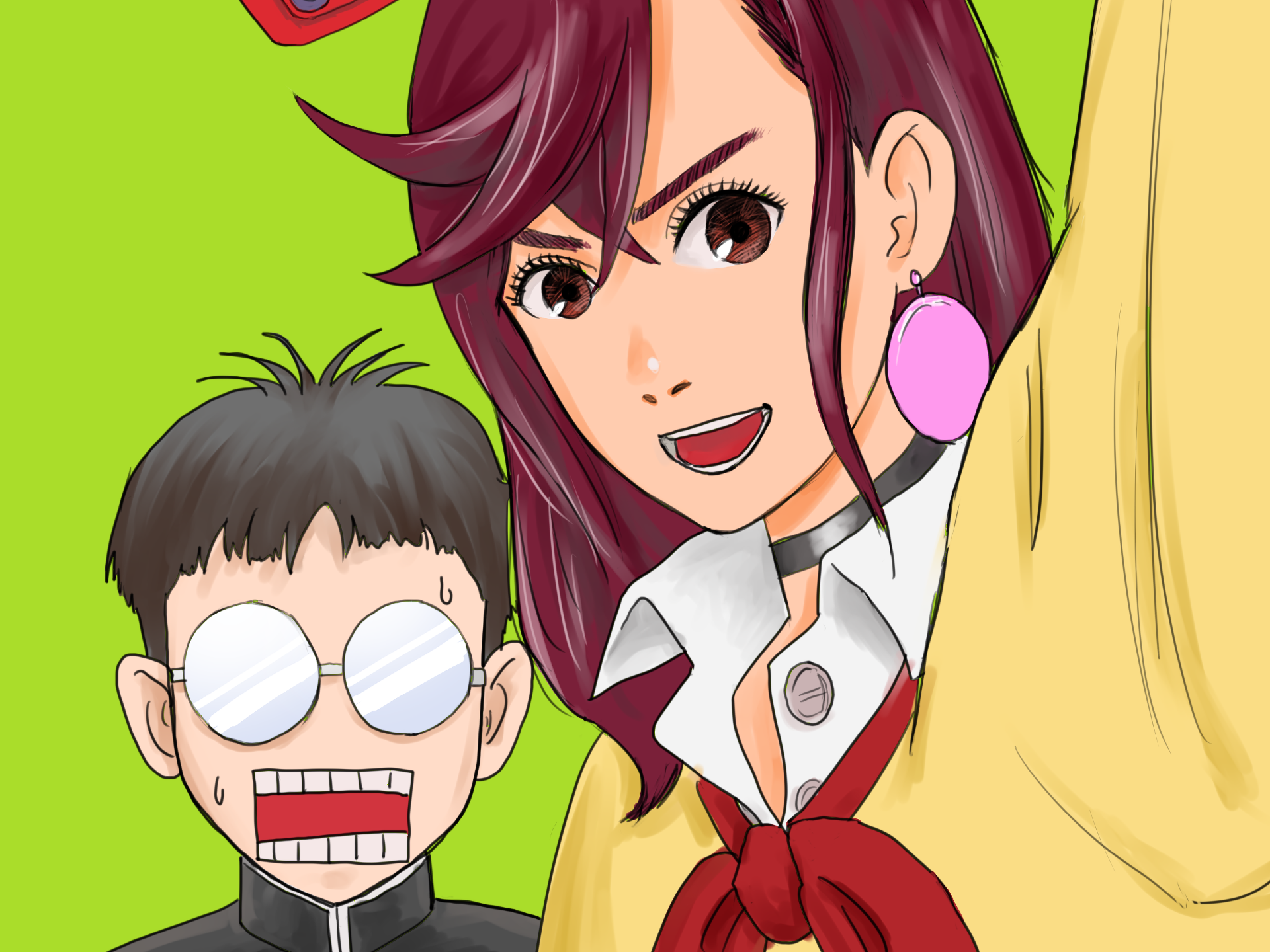 Momo Ayase and Ken Takakura from Dandadan HD Wallpaper