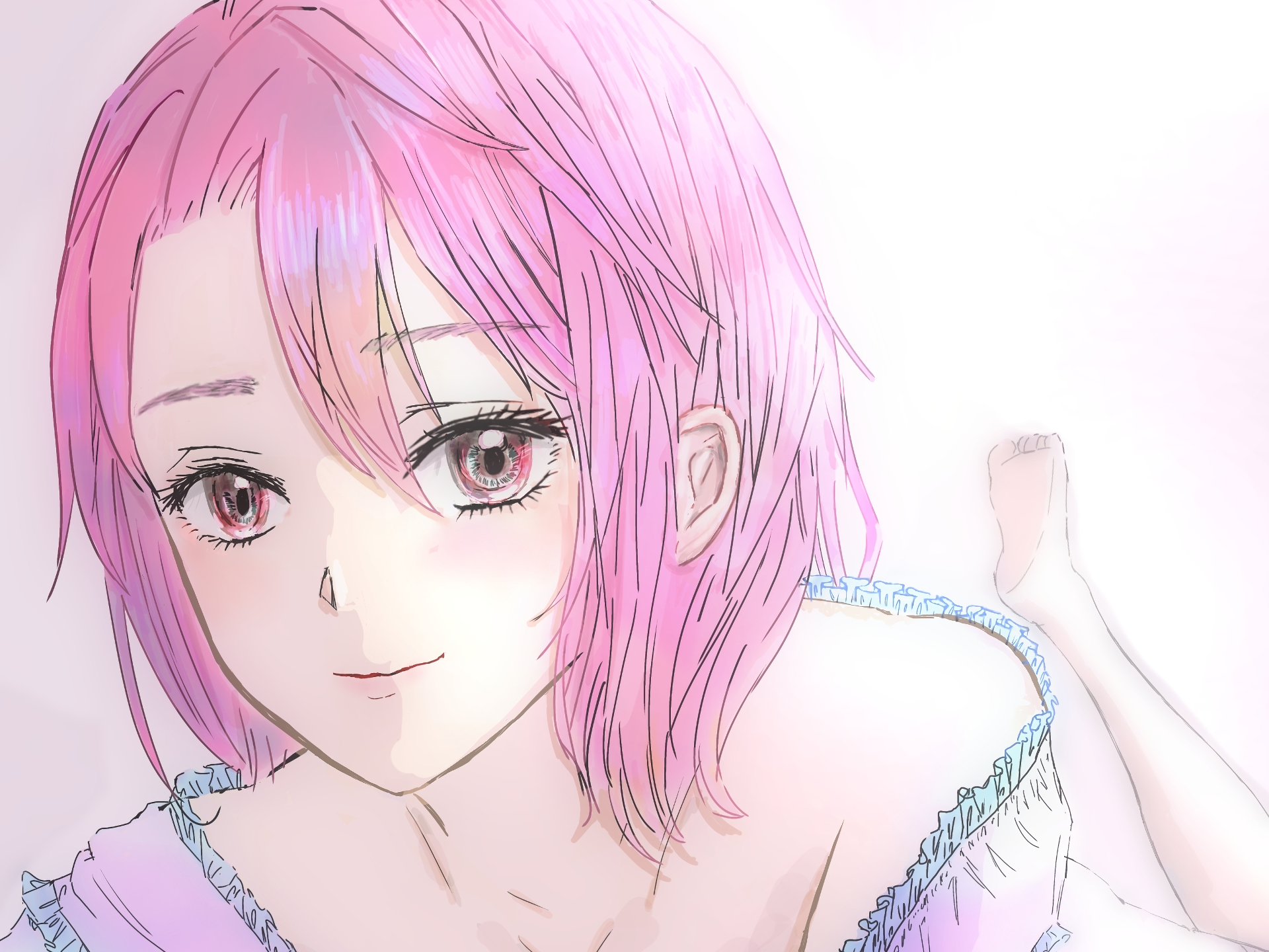 Anime girl with pink hair HD Wallpaper