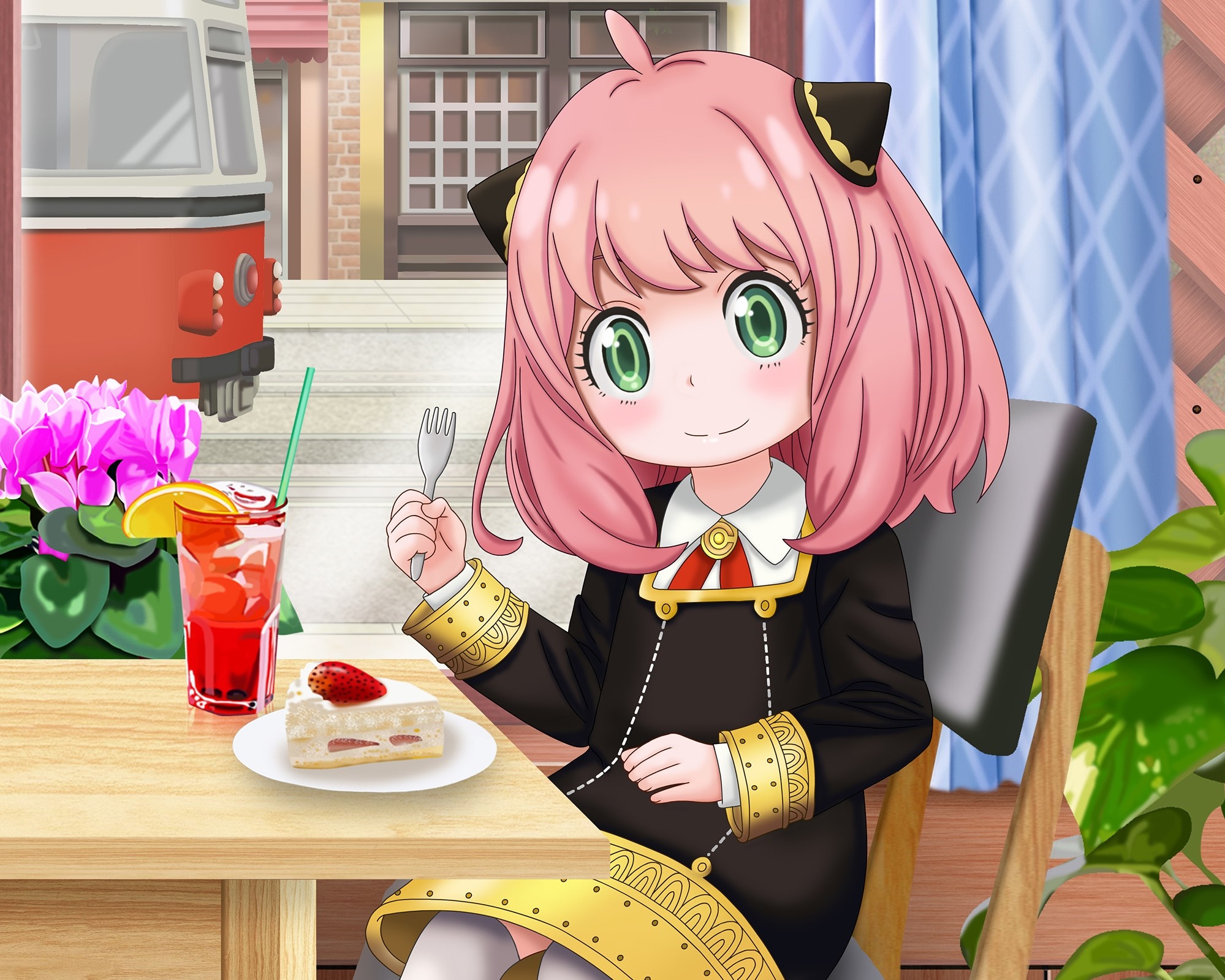 Anya Forger from Spy X Family eating cake HD Wallpaper