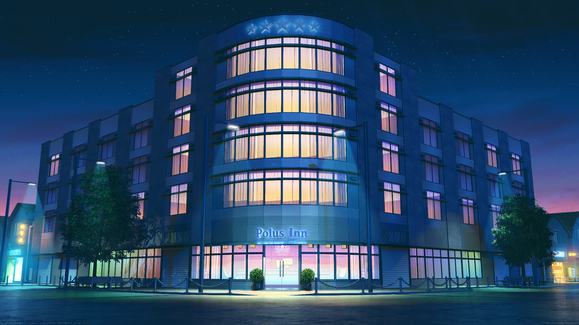 Polus Inn building at night HD Wallpaper