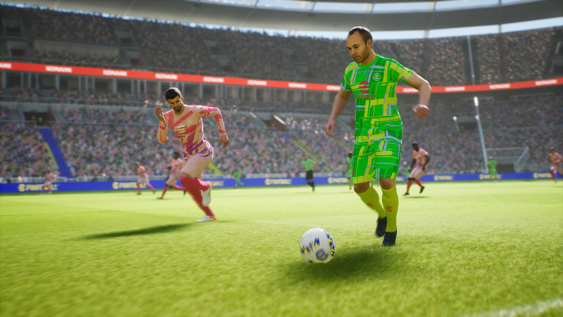 Football players in EFootball 2022 stadium HD Wallpaper