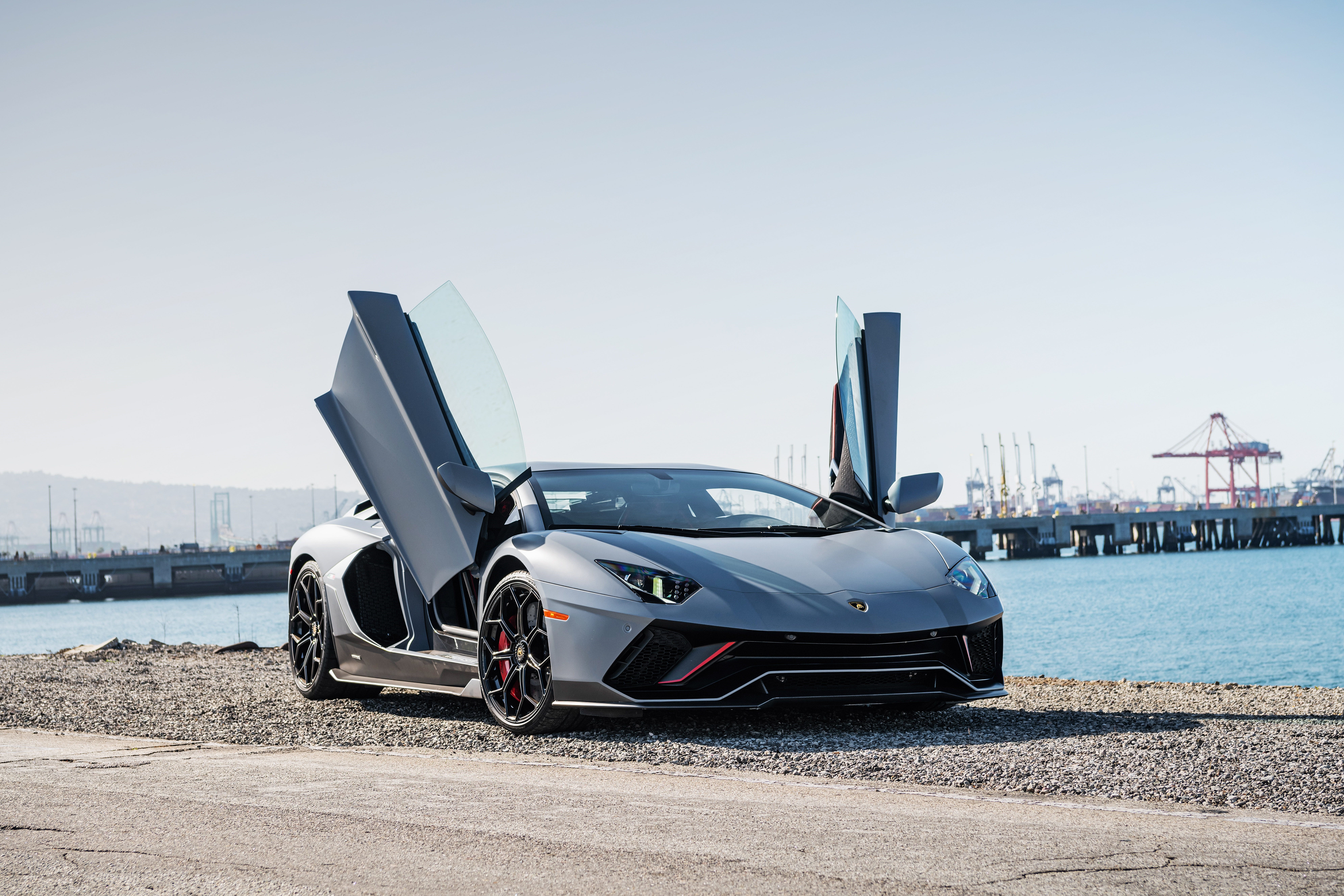 Lamborghini Aventador LP 780-4 Ultimae parked by the water HD Wallpaper