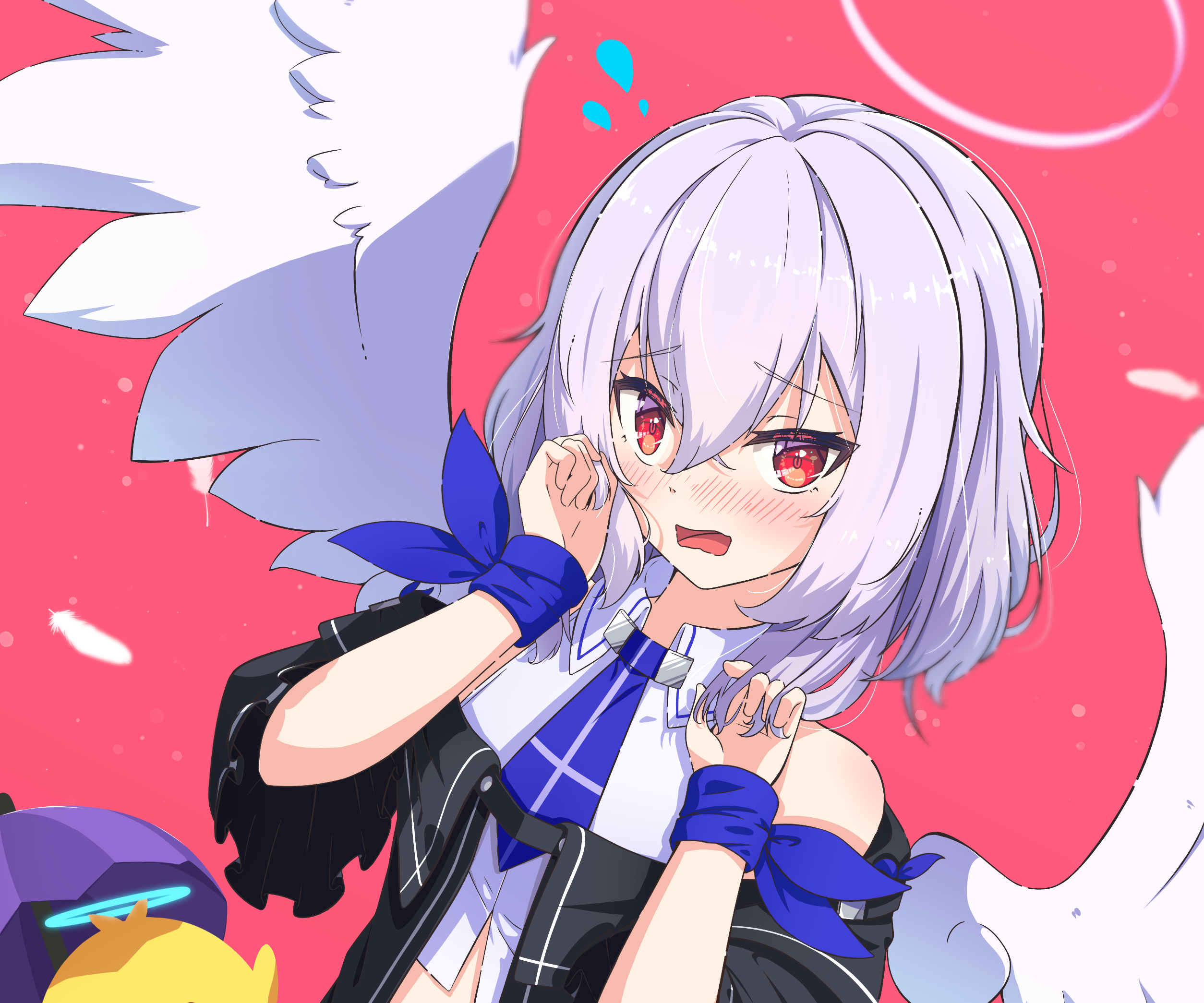 Uten Hiyori with white wings and blue accents HD Wallpaper