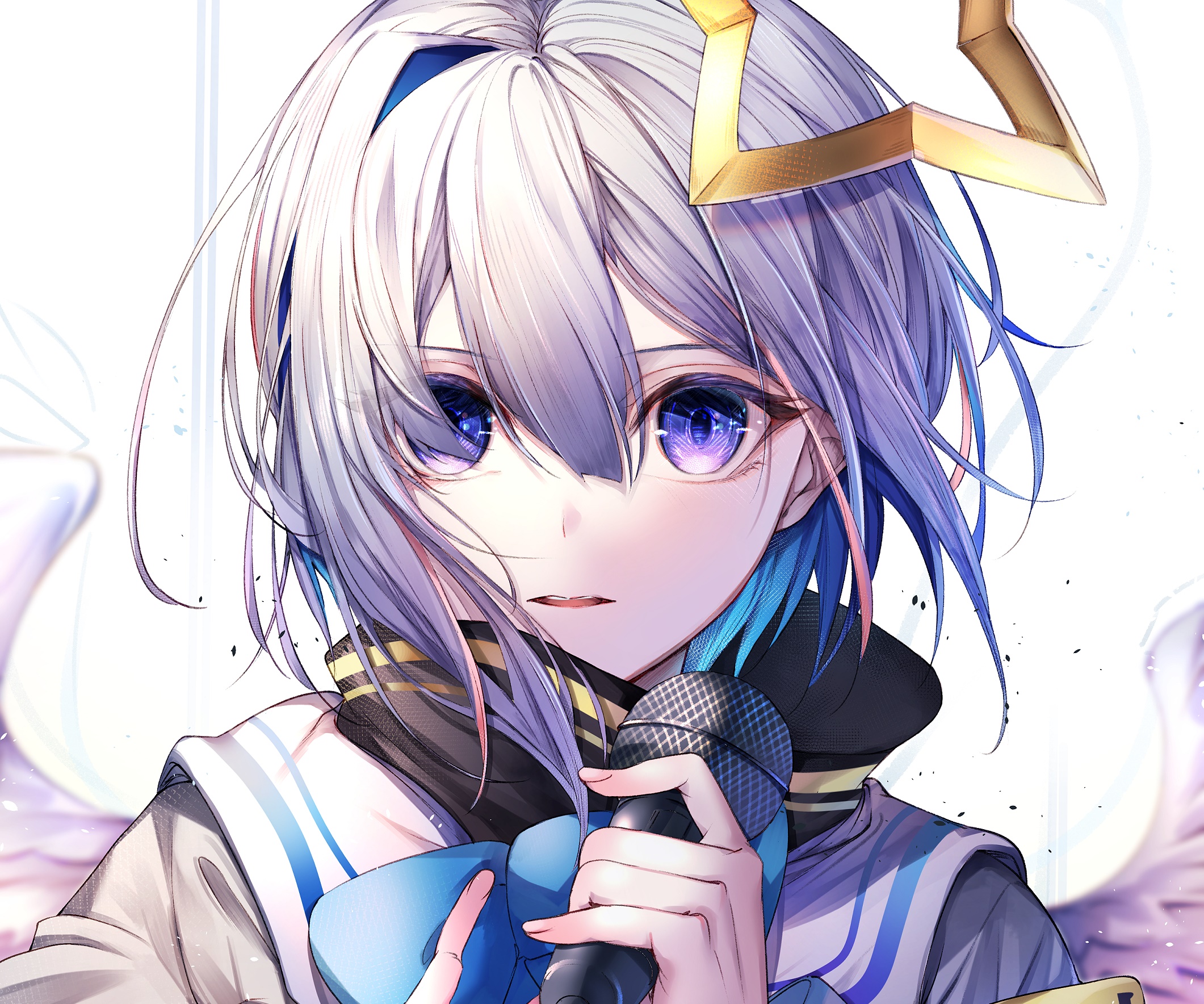 Amane Kanata from Hololive singing with a microphone HD Wallpaper