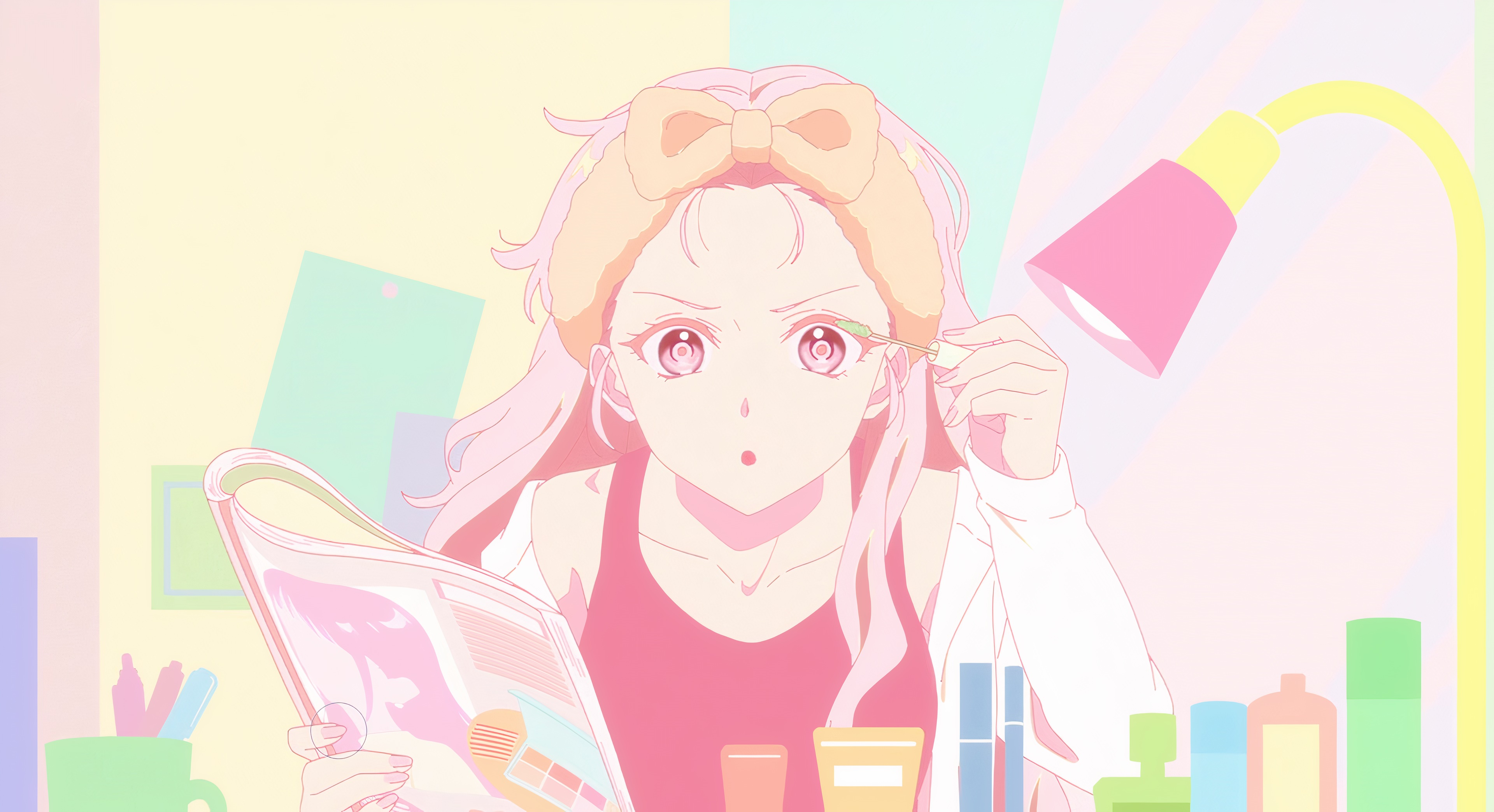 Micchon Shikimori applying mascara from Shikimori's Not Just a Cutie HD Wallpaper