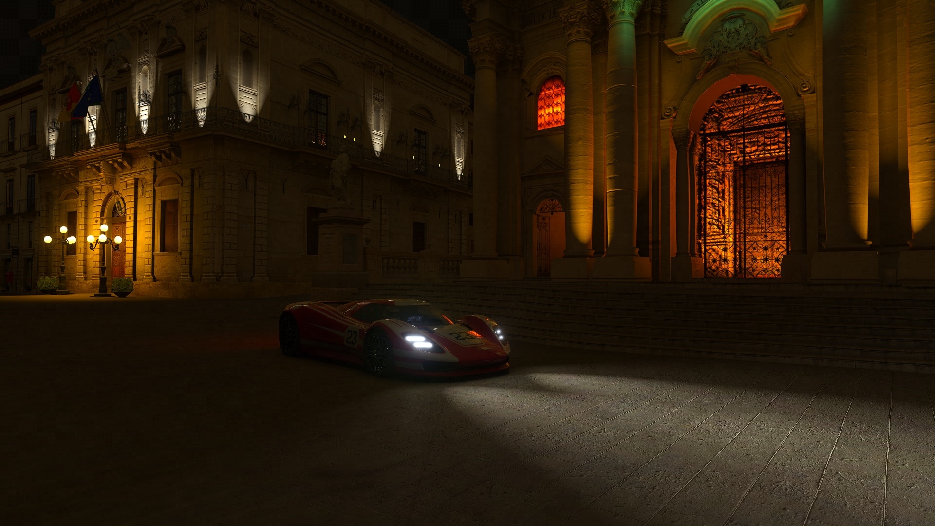 Assetto Corsa Red Race Car at Night HD Wallpaper
