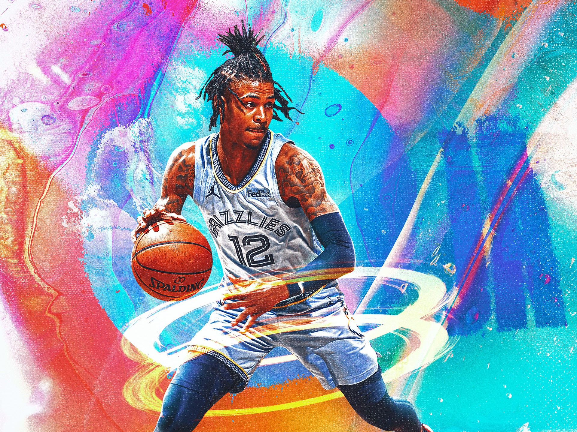 Ja Morant of the Memphis Grizzlies dribbling a basketball HD Wallpaper