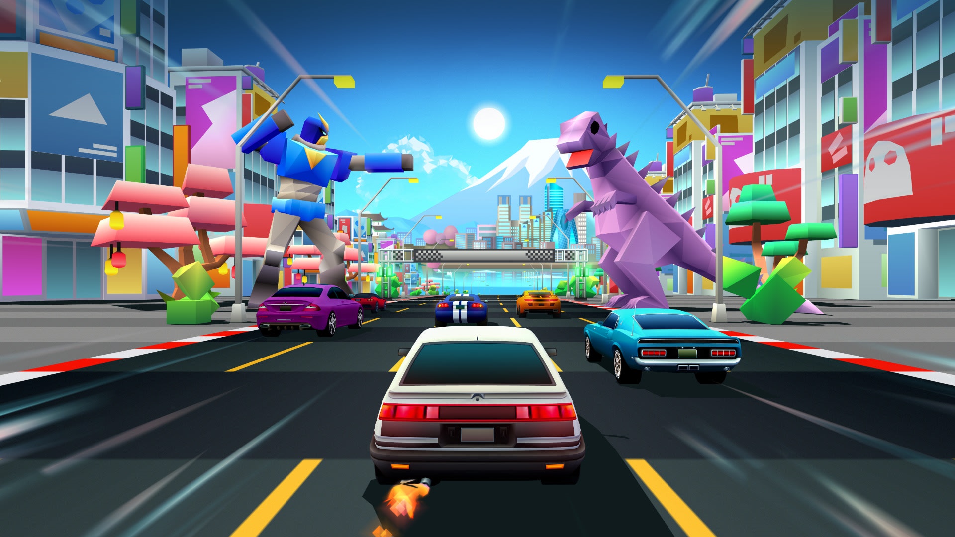 Horizon Chase Turbo HD cars racing in a city HD Wallpaper
