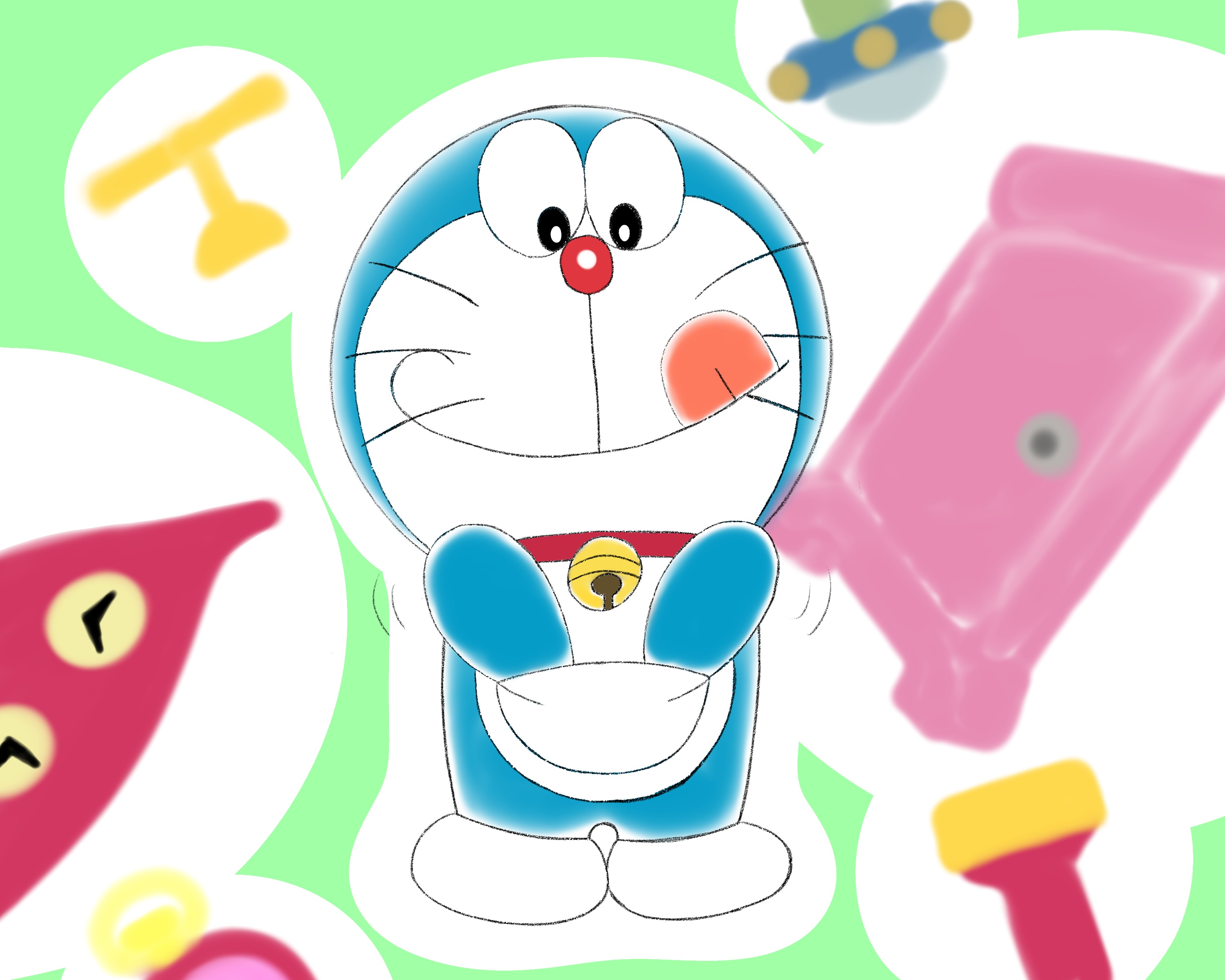 Doraemon with gadgets HD Wallpaper