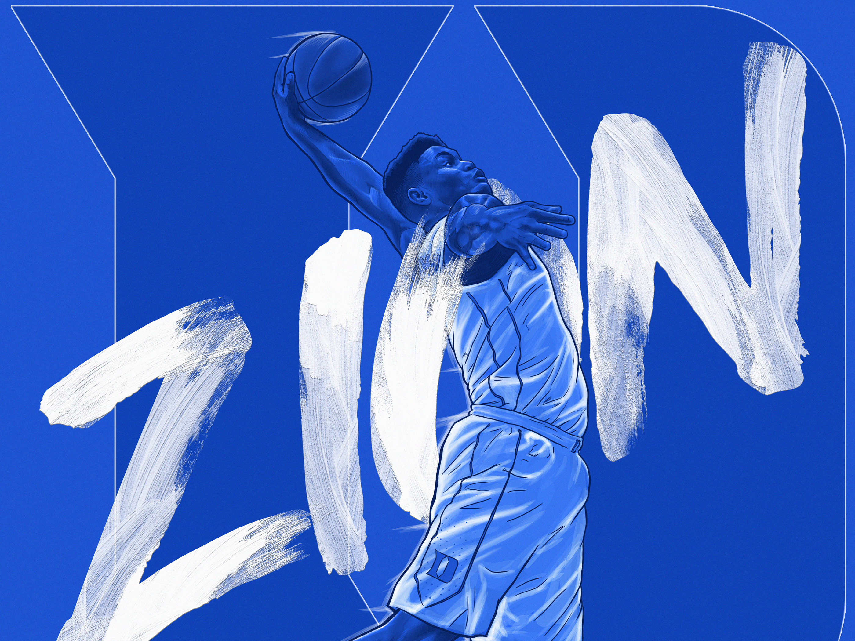 Zion Williamson playing basketball HD Wallpaper