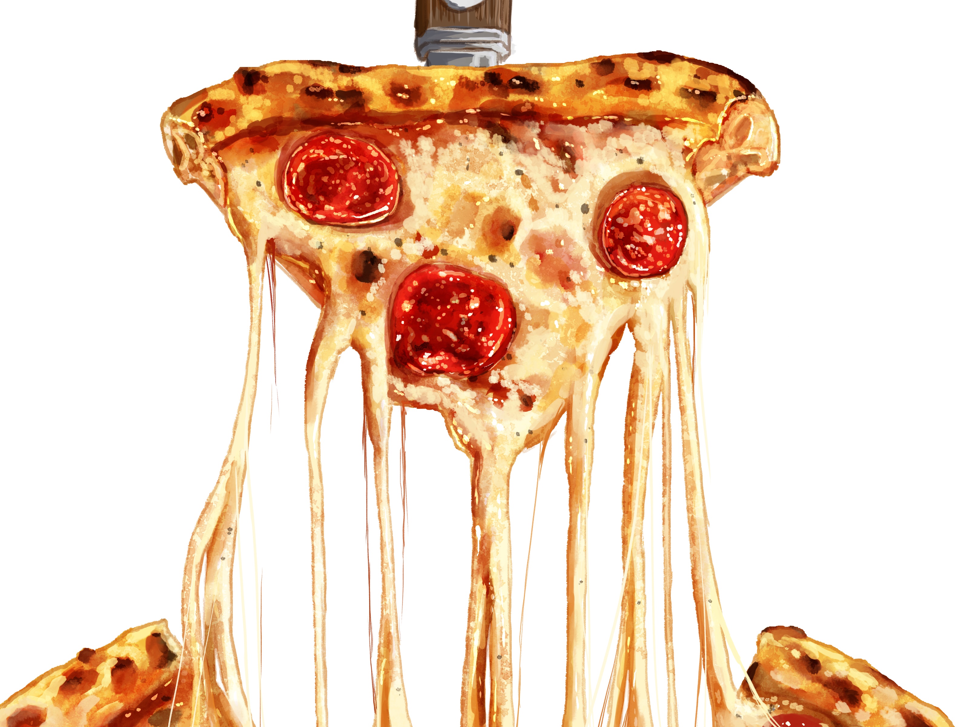 Slice of pepperoni pizza with melted cheese HD Wallpaper