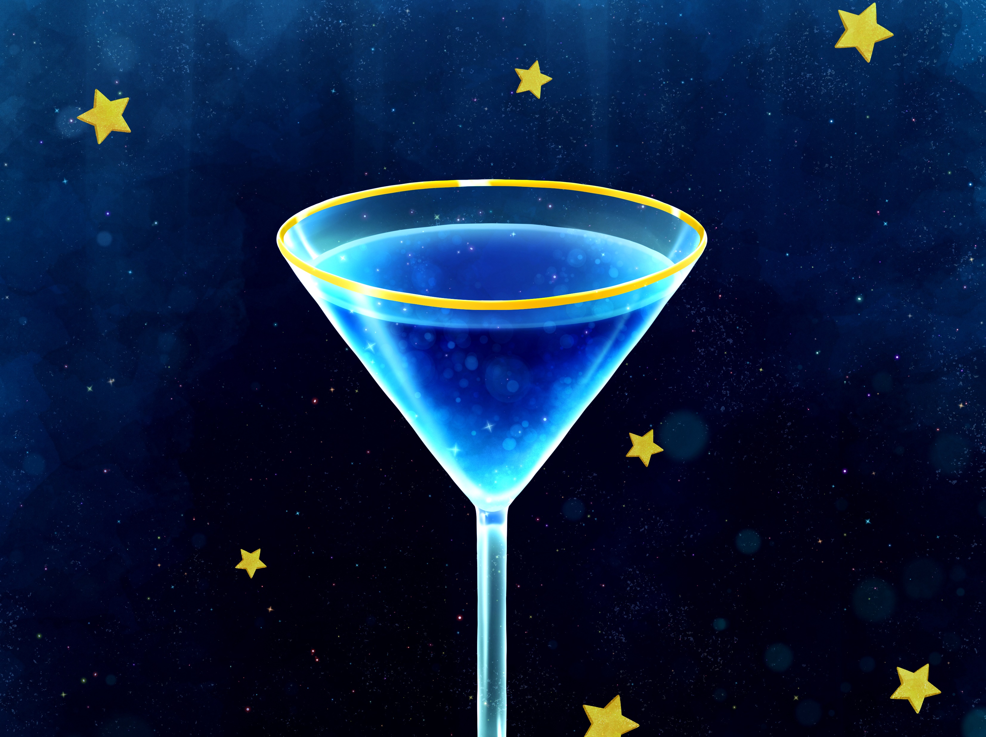 Blue cocktail with stars HD Wallpaper