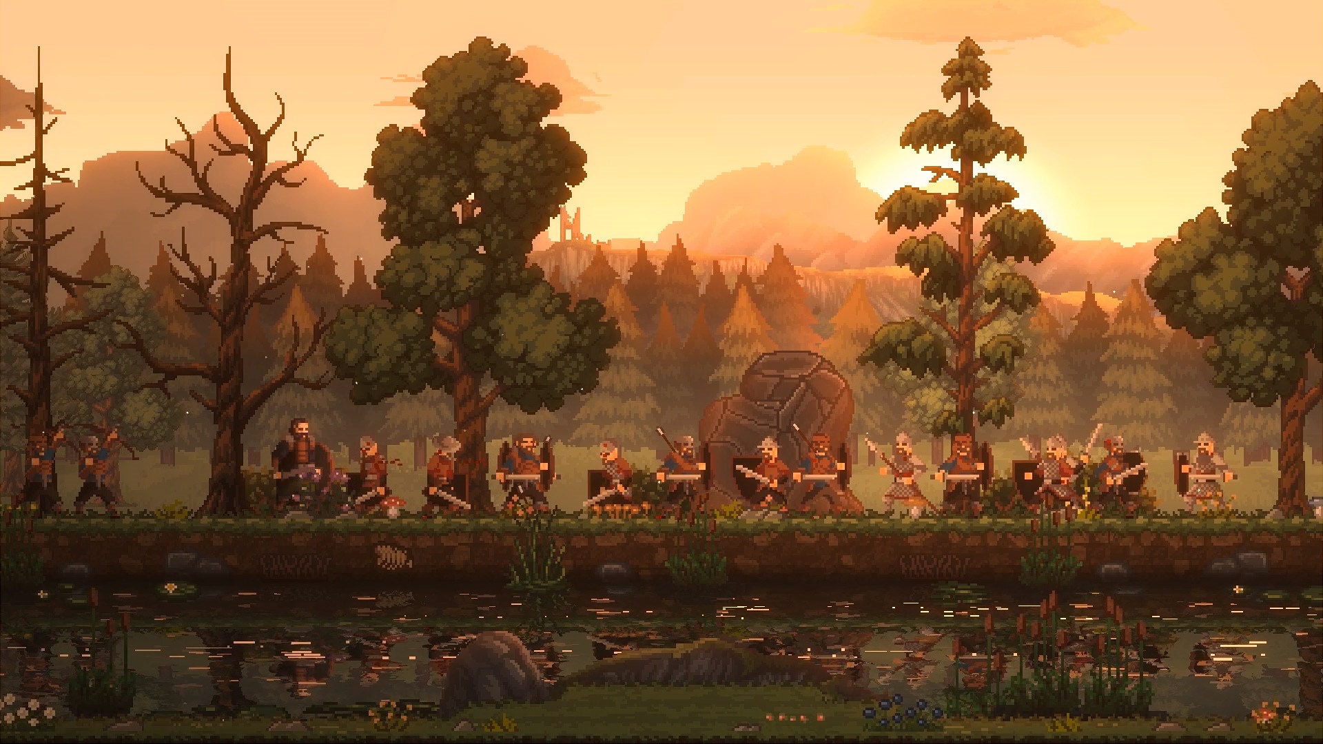 Sons Of Valhalla characters in a forest setting HD Wallpaper