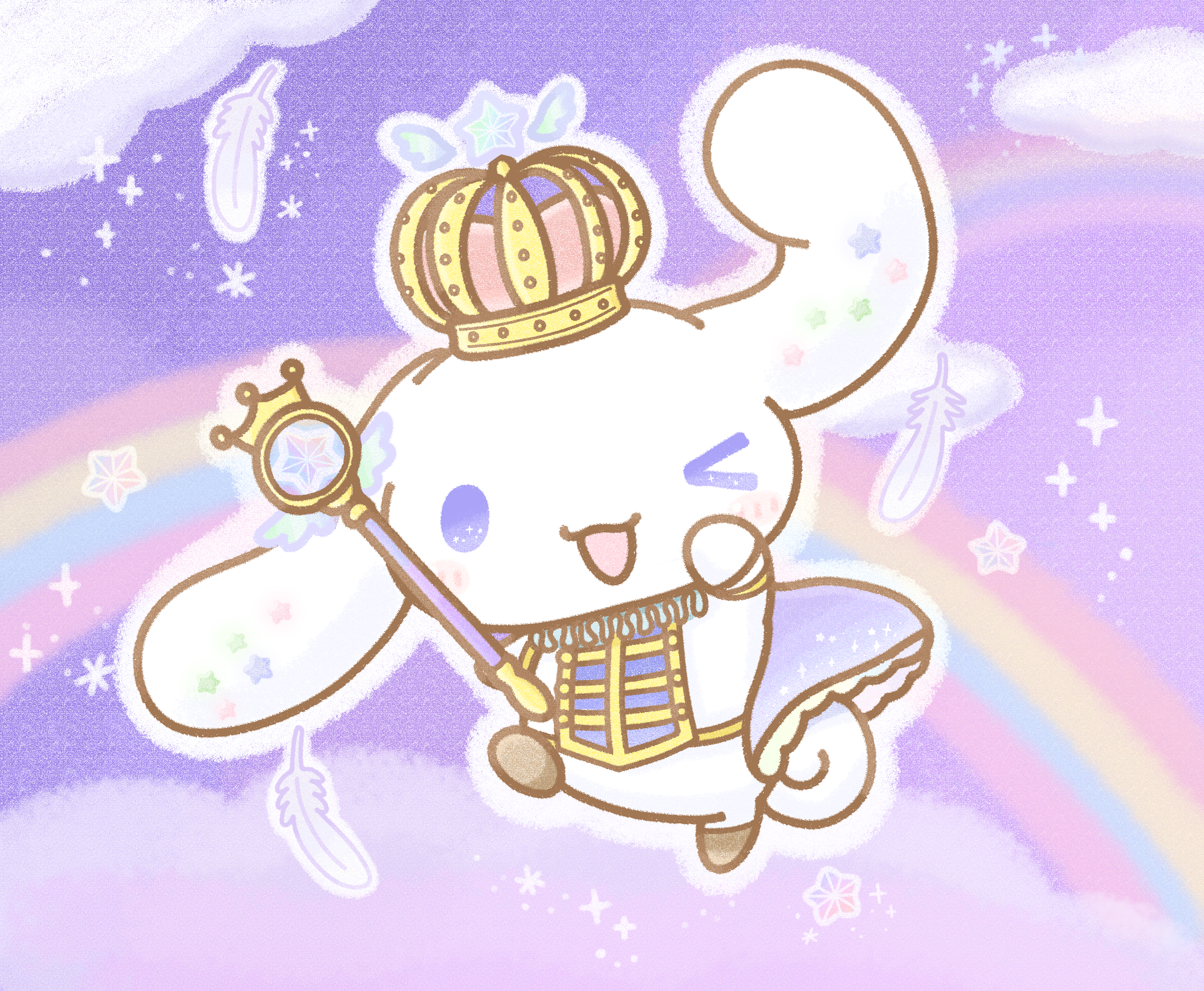 Cinnamoroll with Crown and Scepter HD Wallpaper