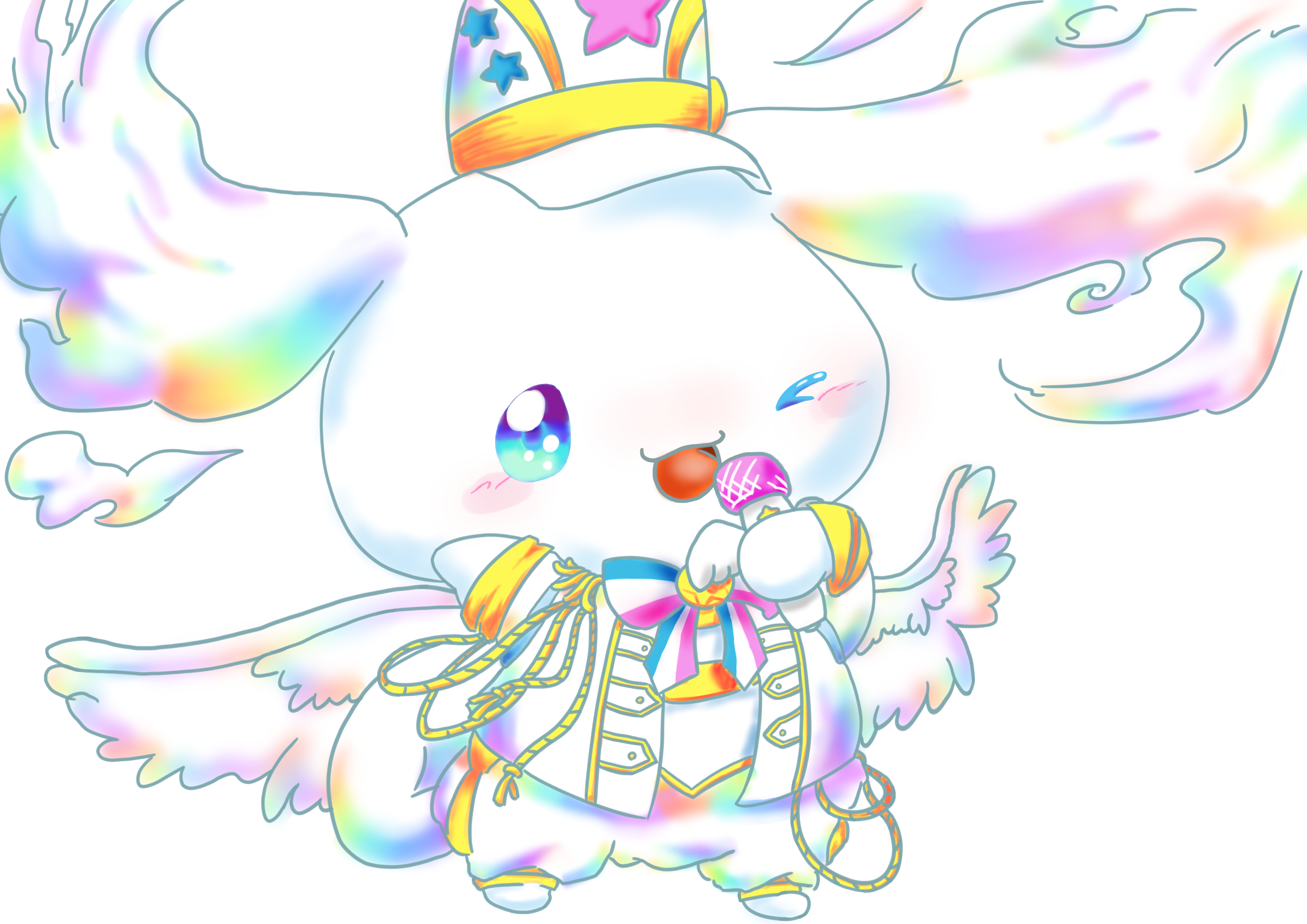 Cinnamoroll singing with a microphone HD Wallpaper