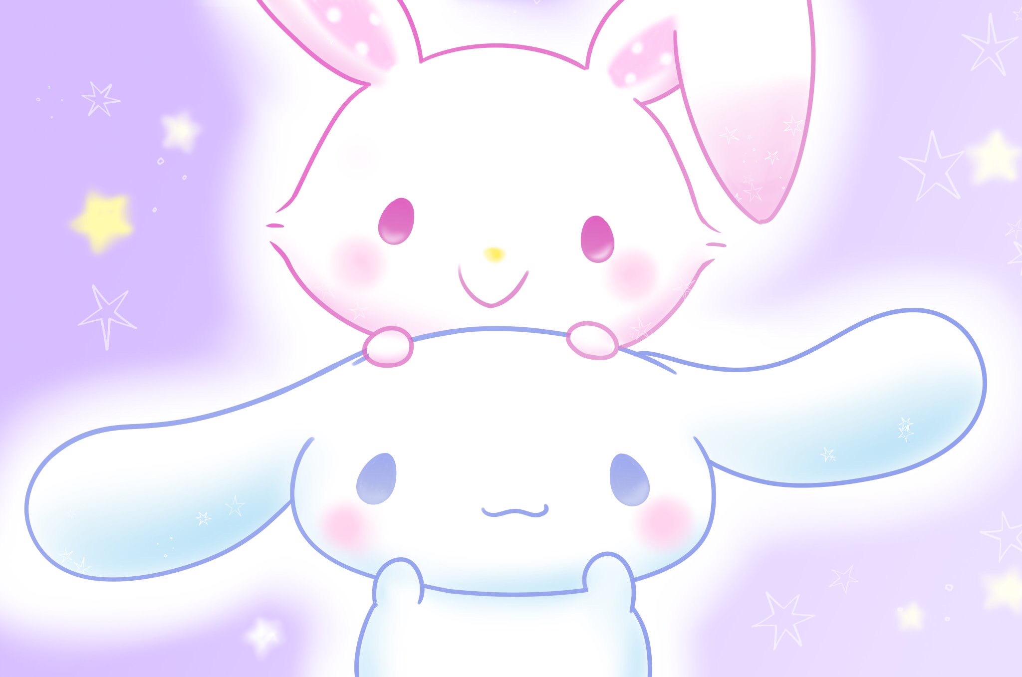 Cinnamoroll and Bunny with Pastel Stars HD Wallpaper