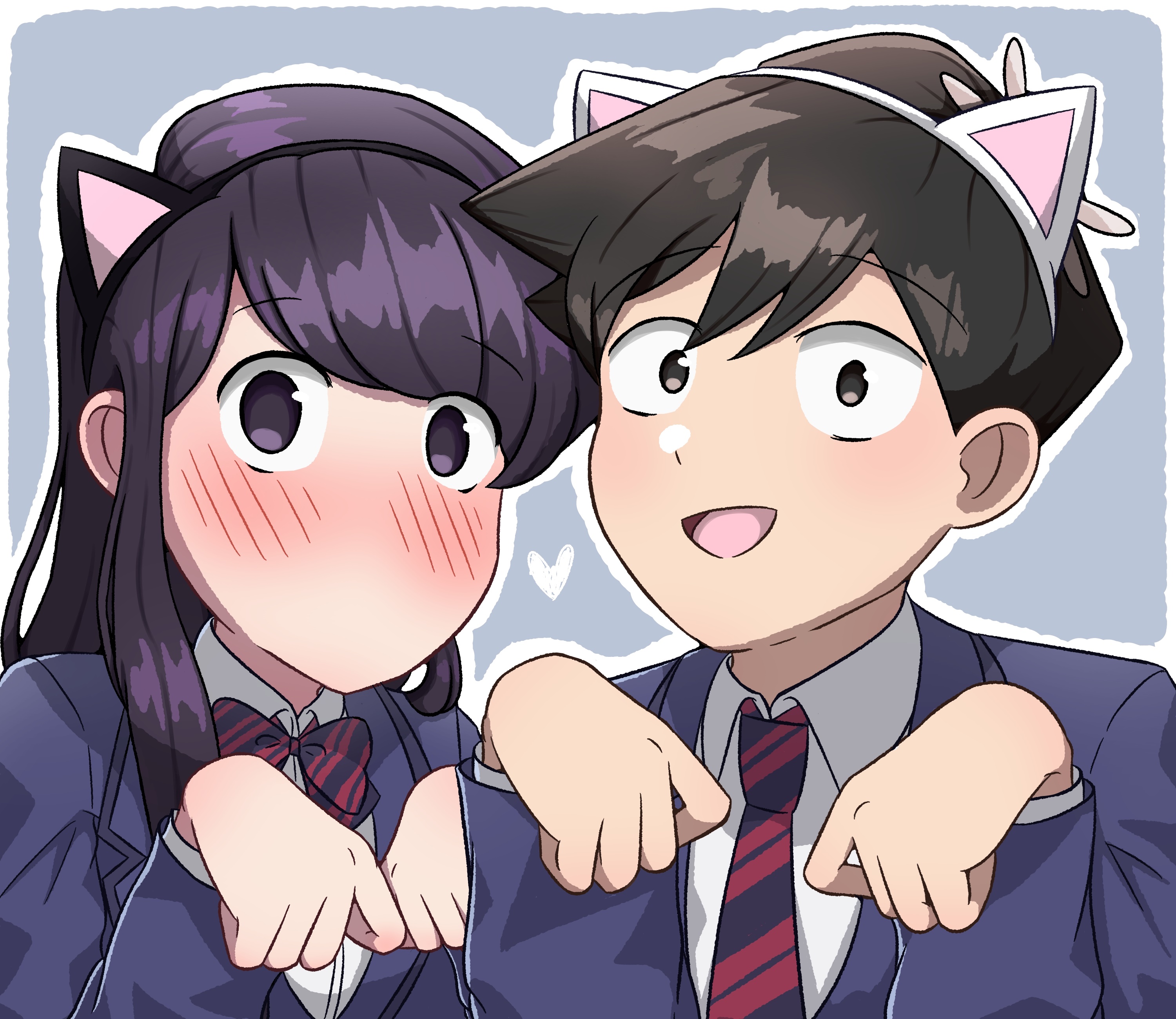 Komi Can't Communicate: Komi and Tadano with Cat Ears HD Wallpaper