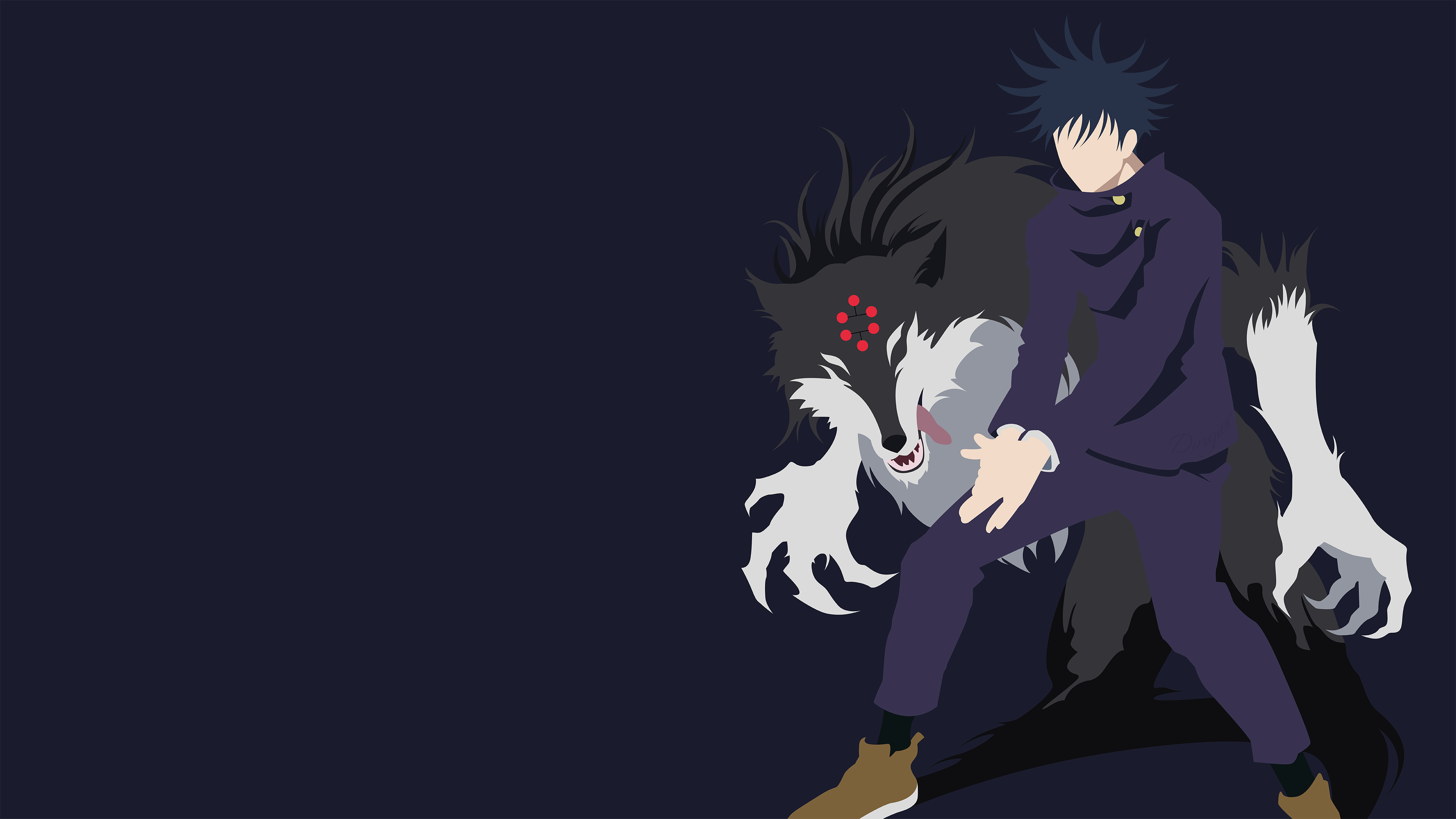Megumi Fushiguro and Divine Dogs from Jujutsu Kaisen 4K HD Wallpaper
