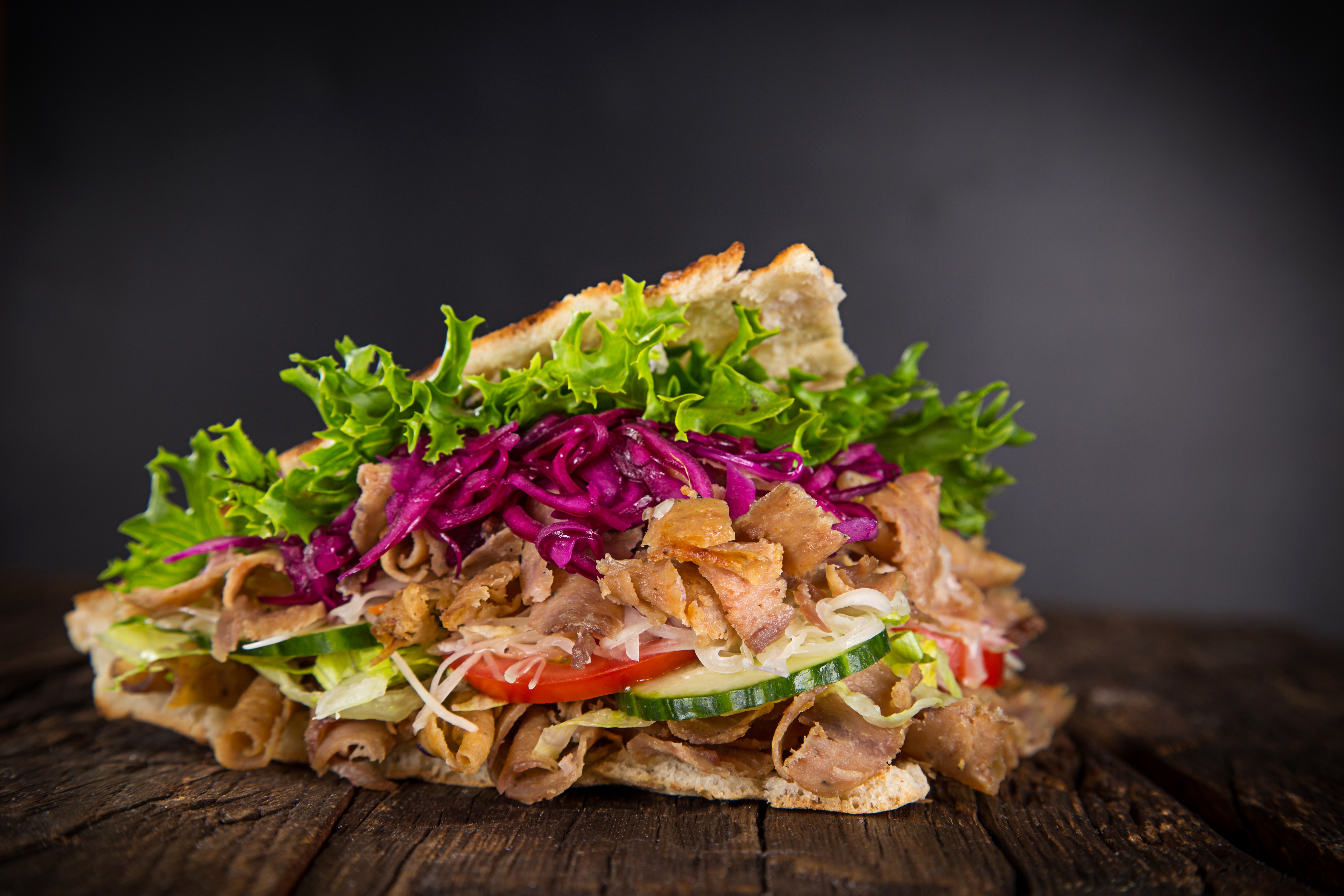 Doner Kebab with Meat and Vegetables HD Wallpaper