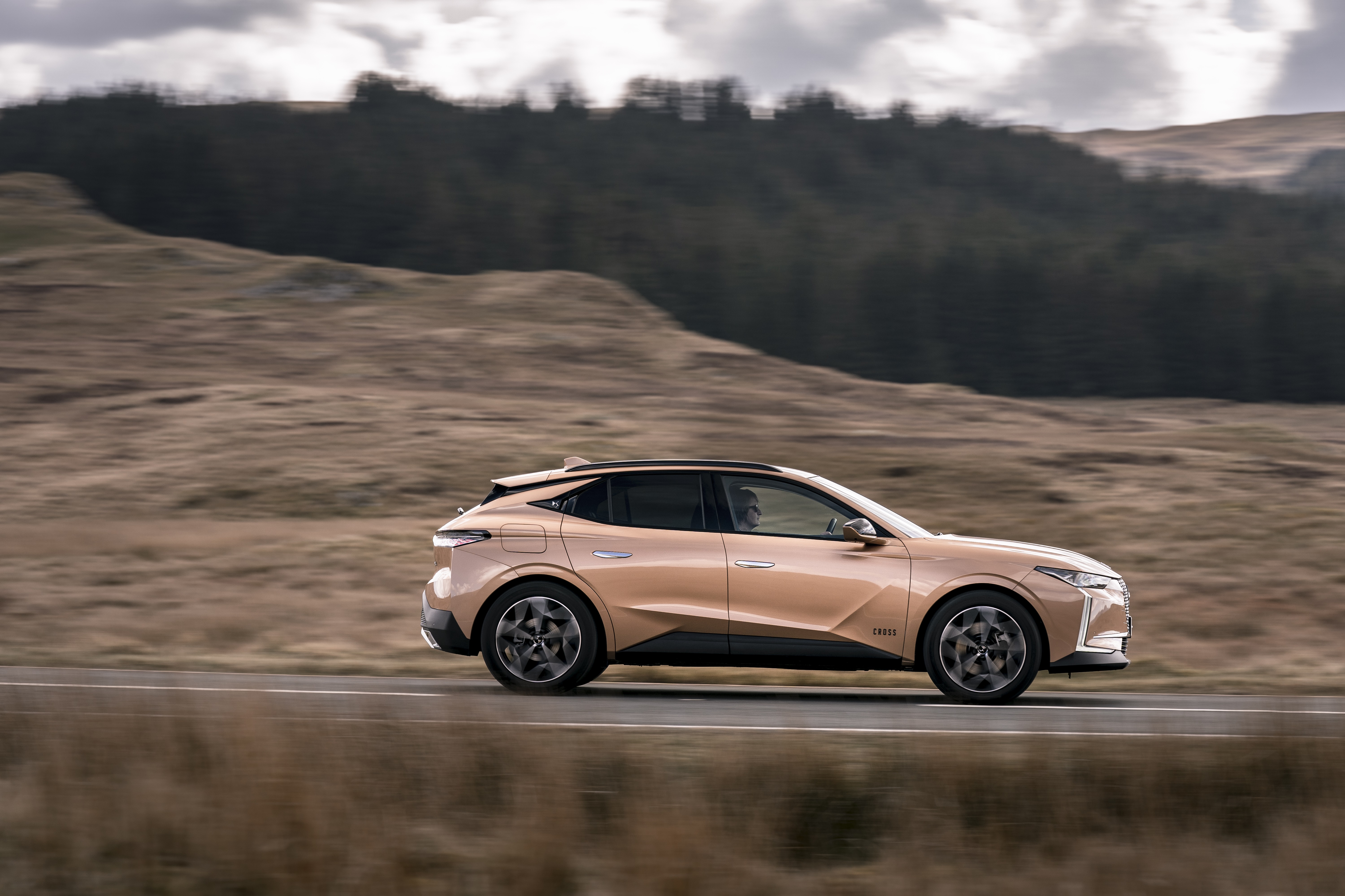 DS 4 Cross driving on a road HD Wallpaper