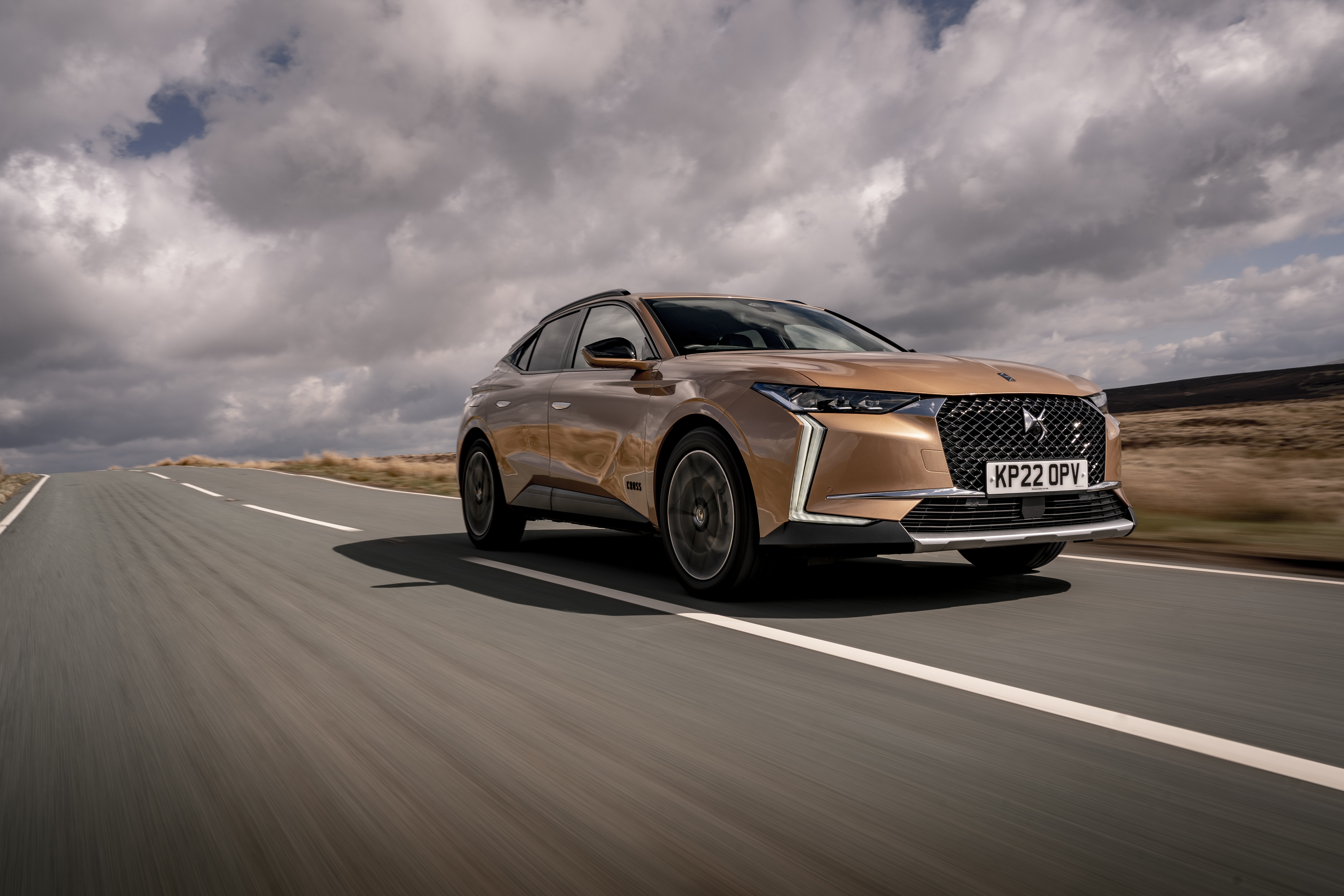 DS 4 Cross driving on a road HD Wallpaper