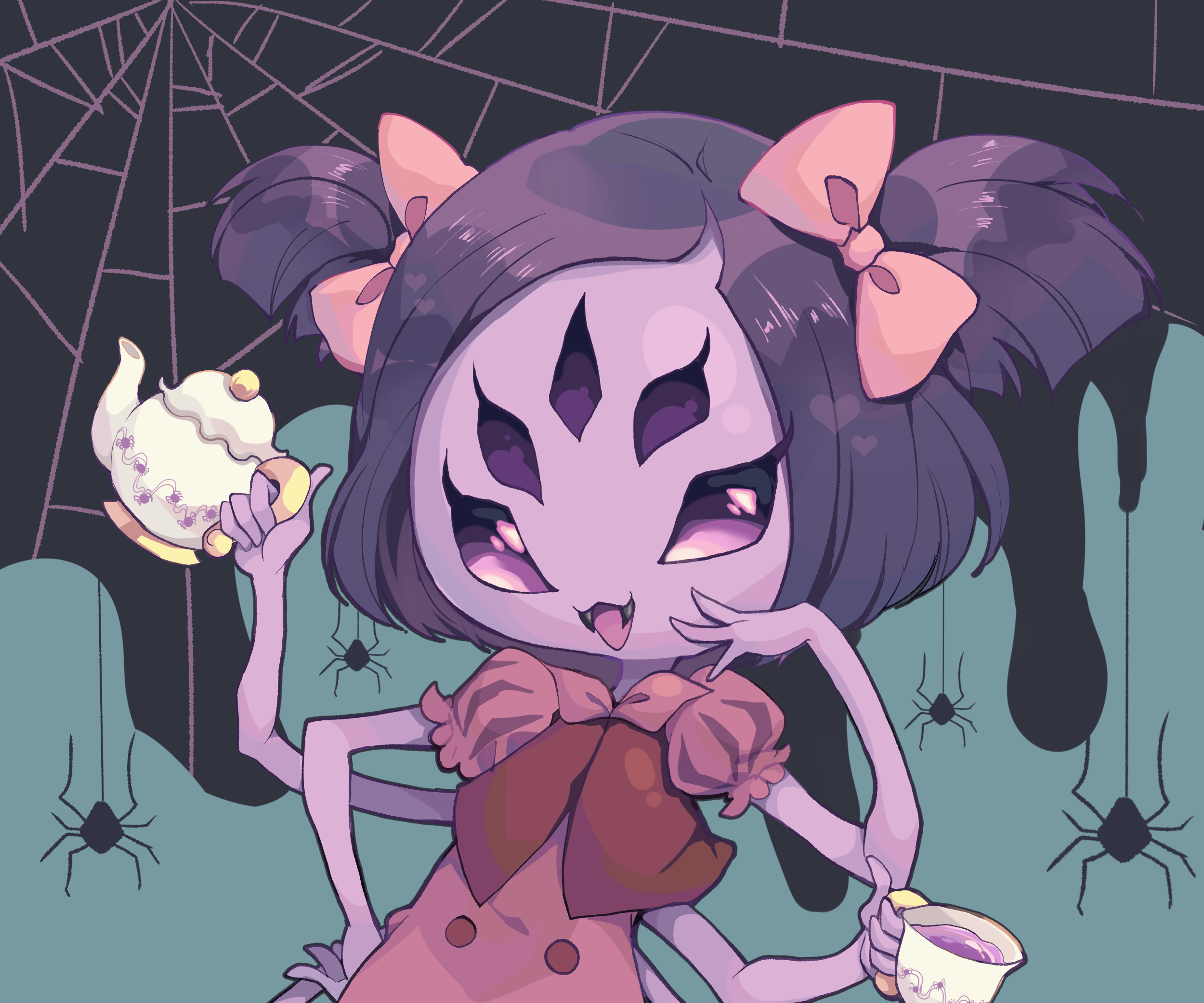 Muffet from Undertale holding tea HD Wallpaper